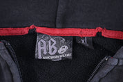 Y2K Anchor Blue Embroidered Black Full Zip Hoodie