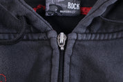 Y2K Anchor Blue Embroidered Black Full Zip Hoodie