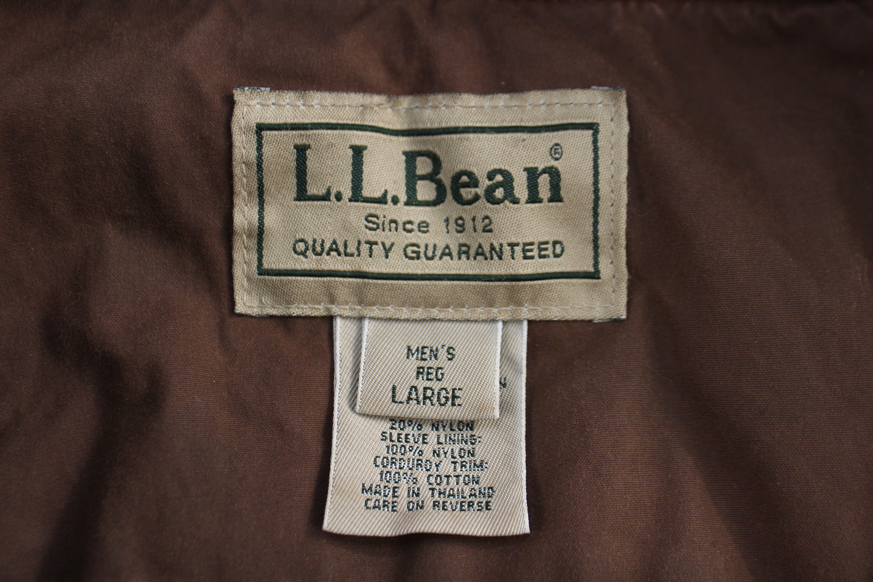 L.L. Bean Full Zip Brown Waxed Jacket