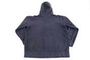 Y2K Anchor Blue Embroidered Black Full Zip Hoodie