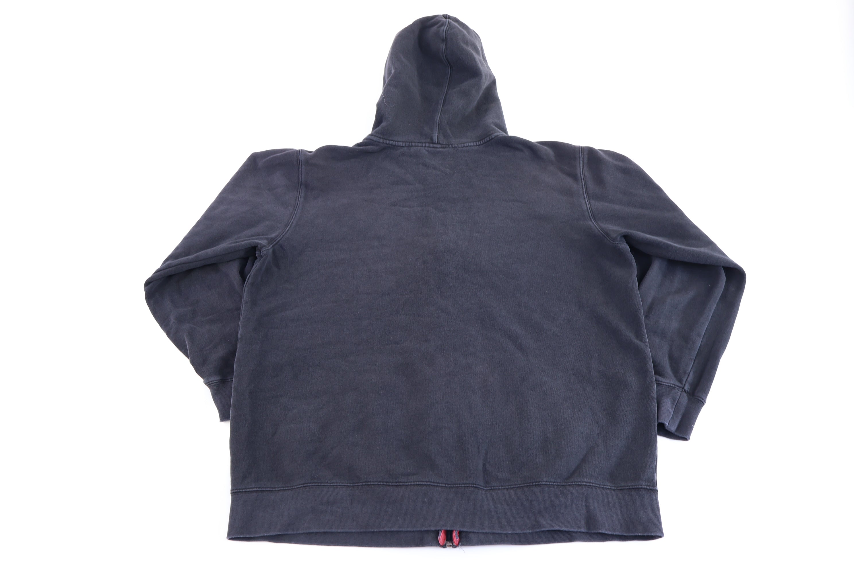 Y2K Anchor Blue Embroidered Black Full Zip Hoodie