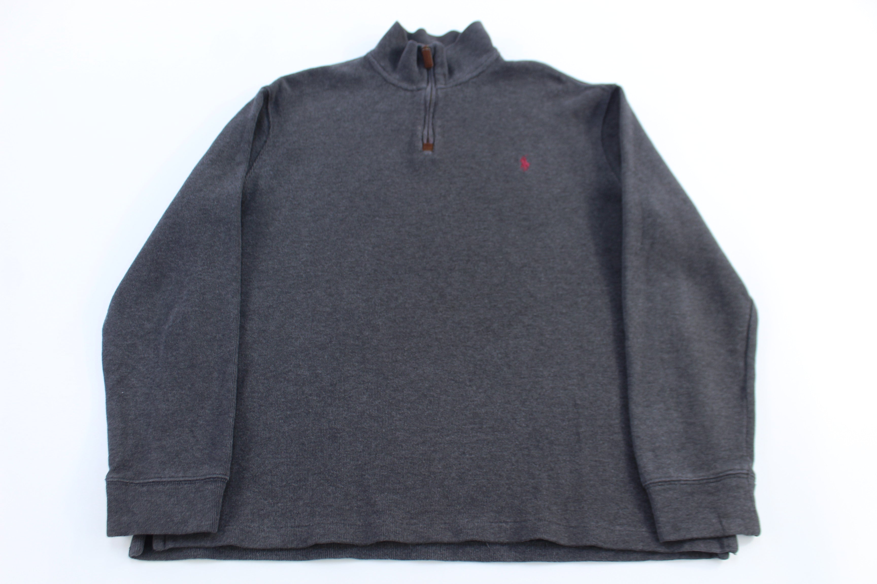 Polo Ralph Lauren Embroidered Logo Grey Quarter Zip Sweater