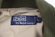 Polo by Ralph Lauren Green Khaki Full Zip Leather Bomber Jacket