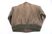 Polo by Ralph Lauren Green Khaki Full Zip Leather Bomber Jacket