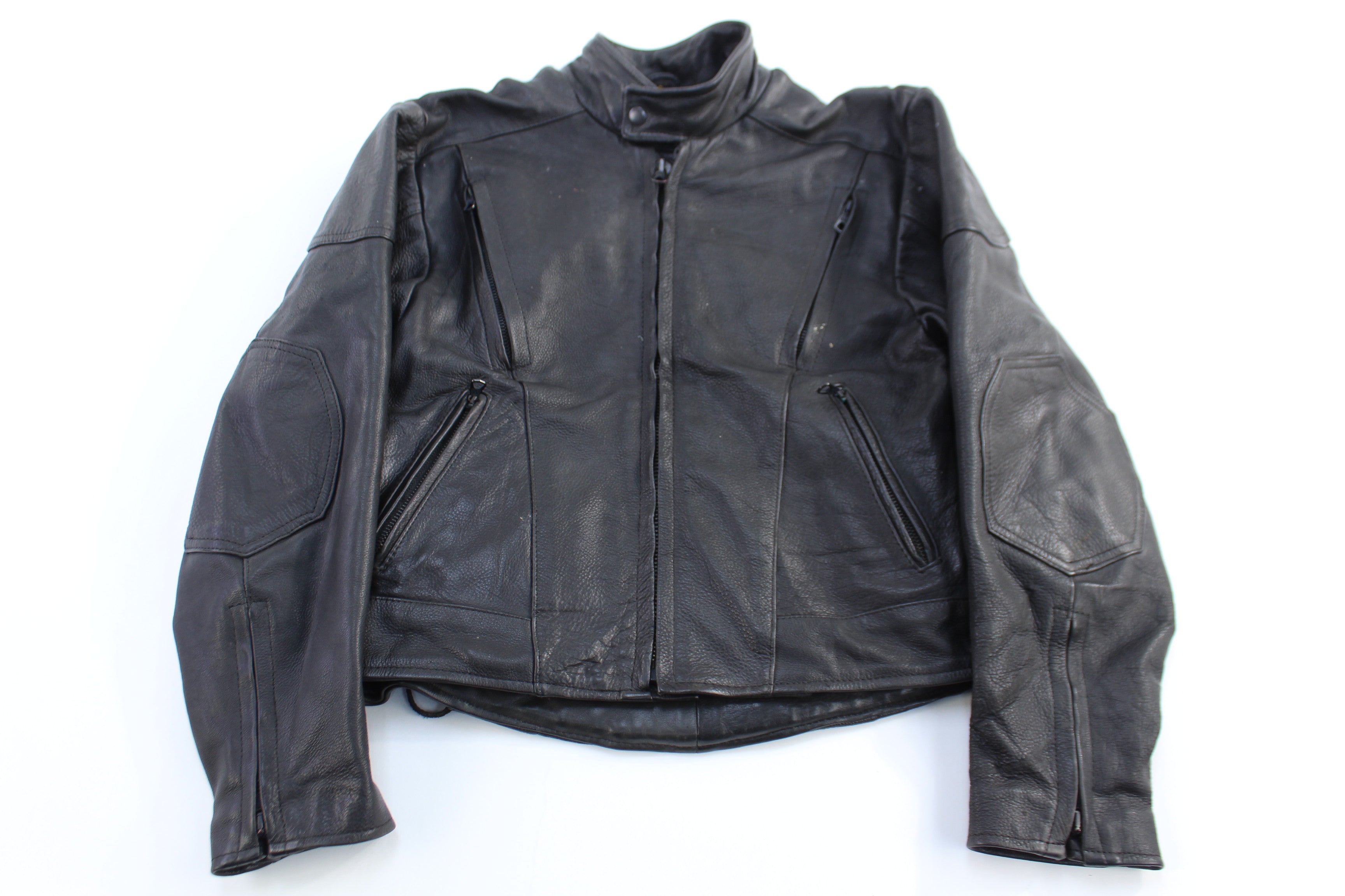 Vintage Full Zip Black Leather Jacket