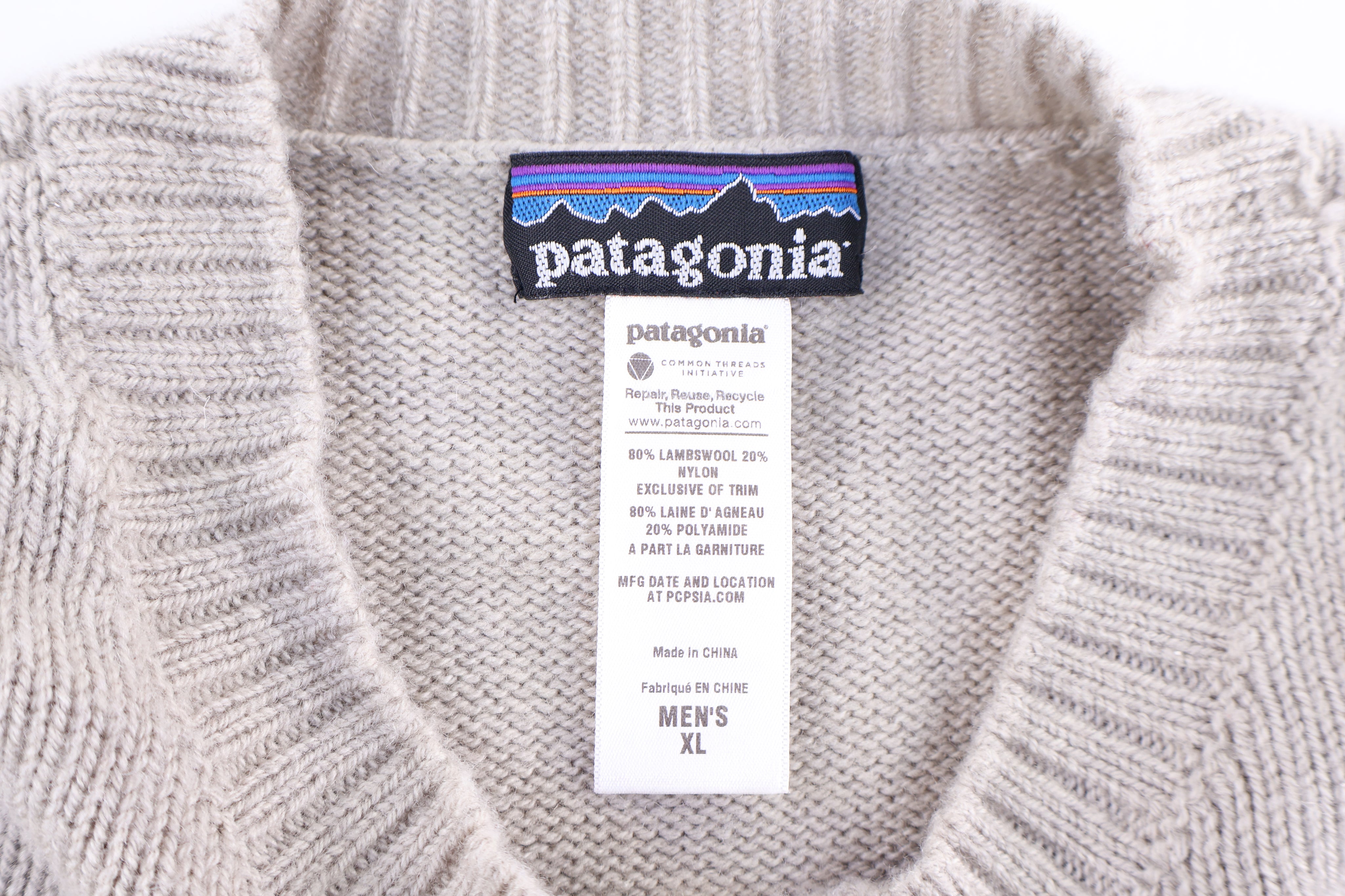 Patagonia Logo Patch Beige Knit Sweater