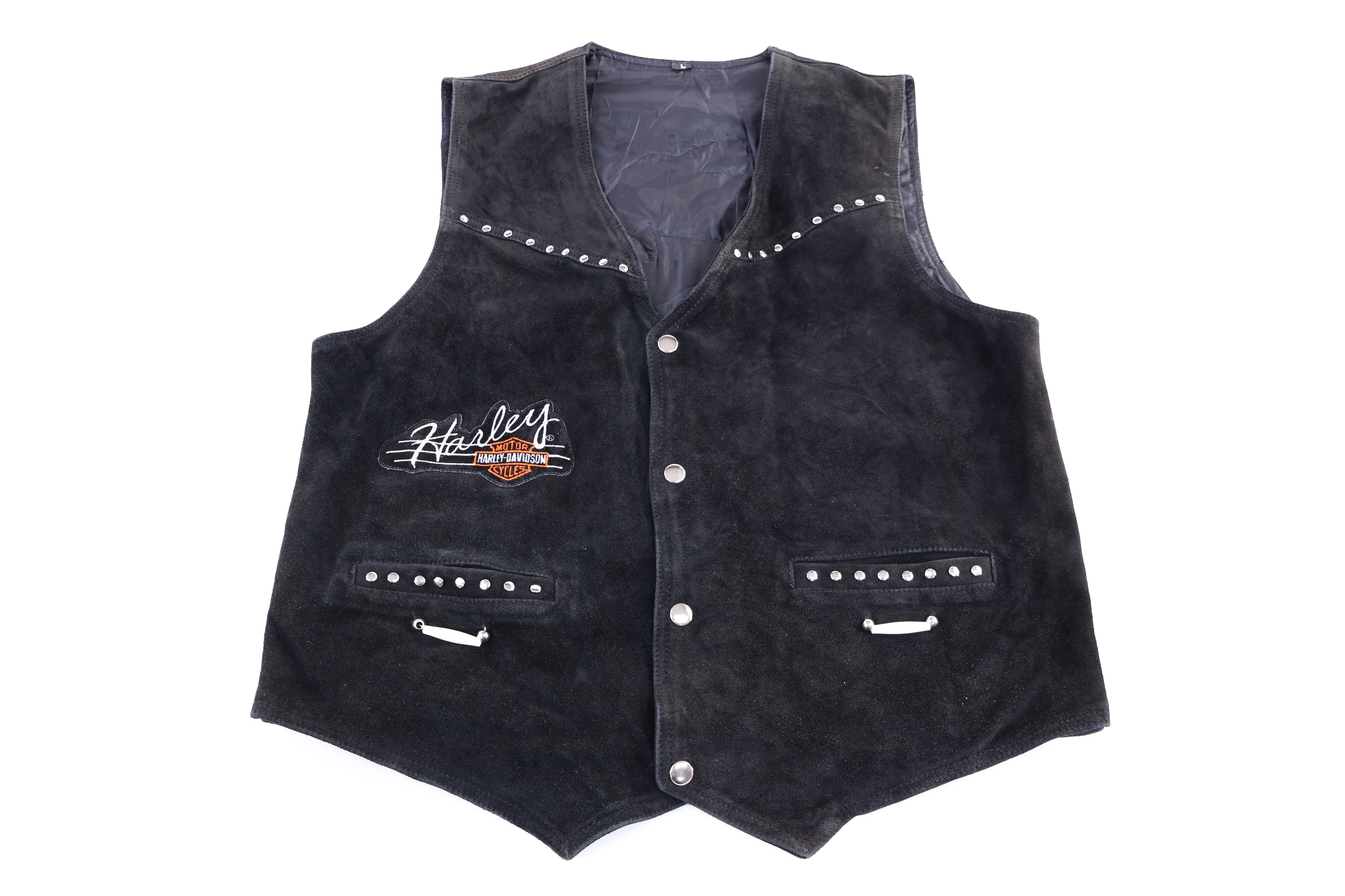 Women's Harley Davidson Black Suede Leather Biker Vest