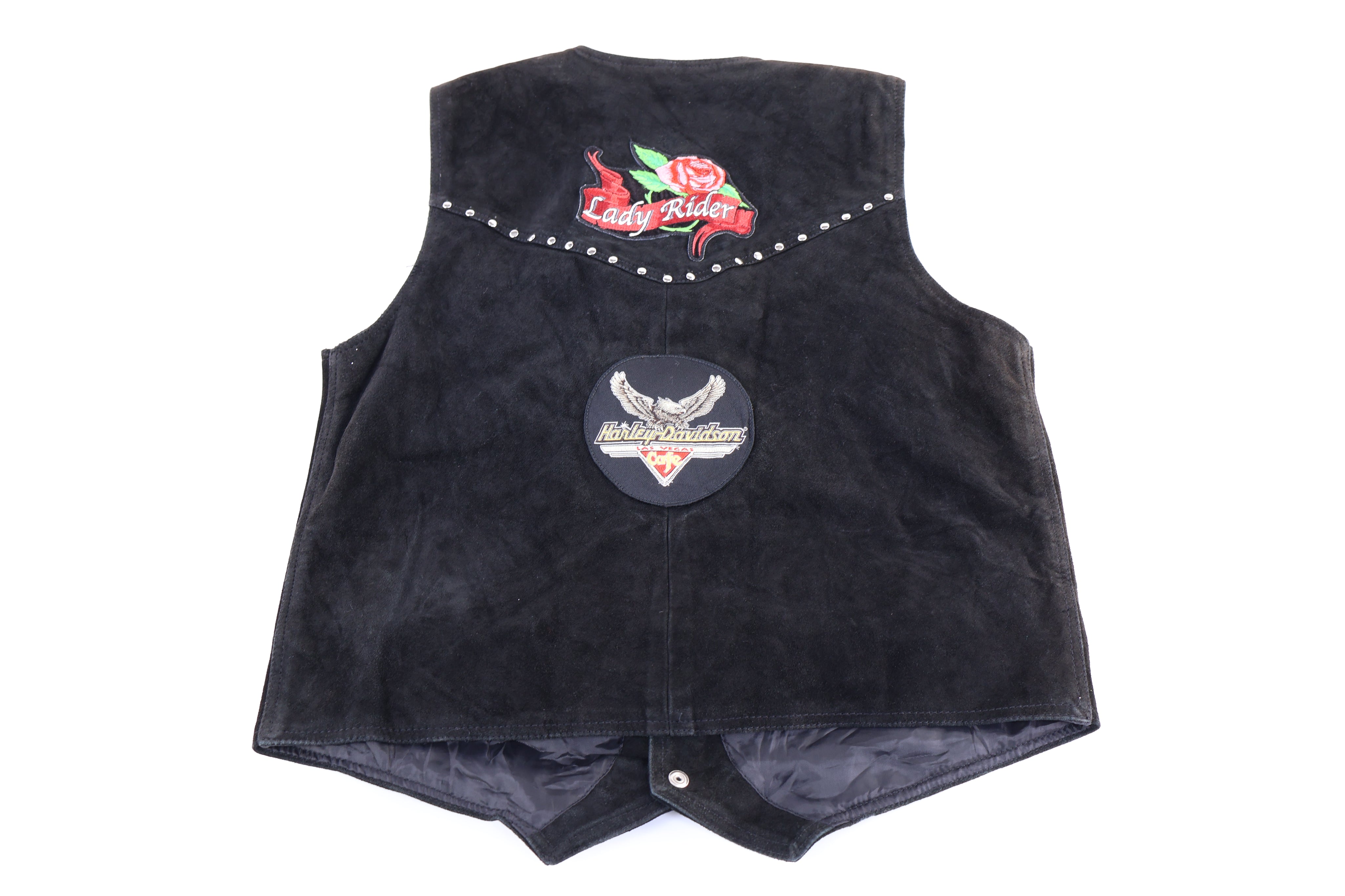 Women's Harley Davidson Black Suede Leather Biker Vest