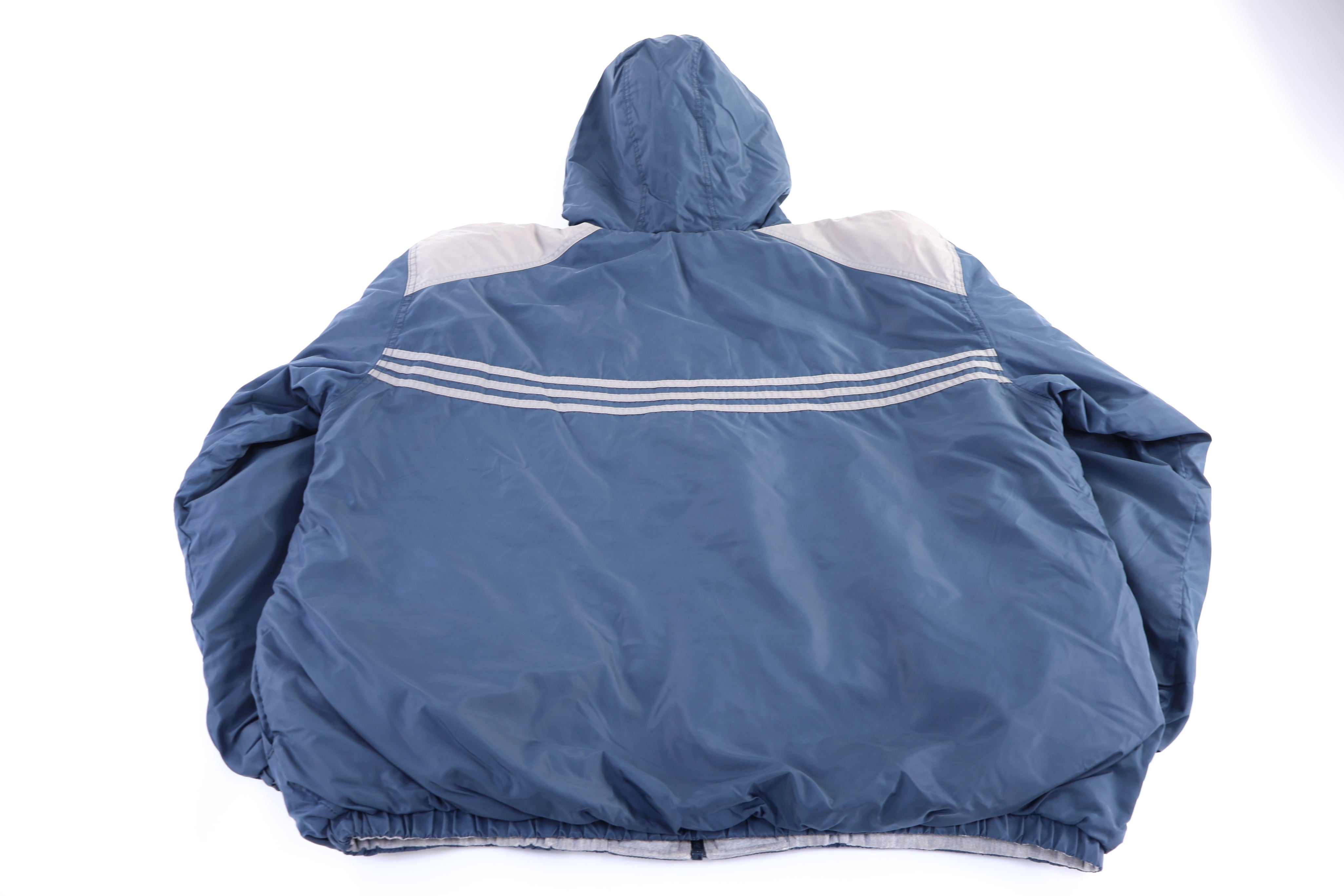90's Adidas Embroidered Logo Blue & Grey Reversible Jacket