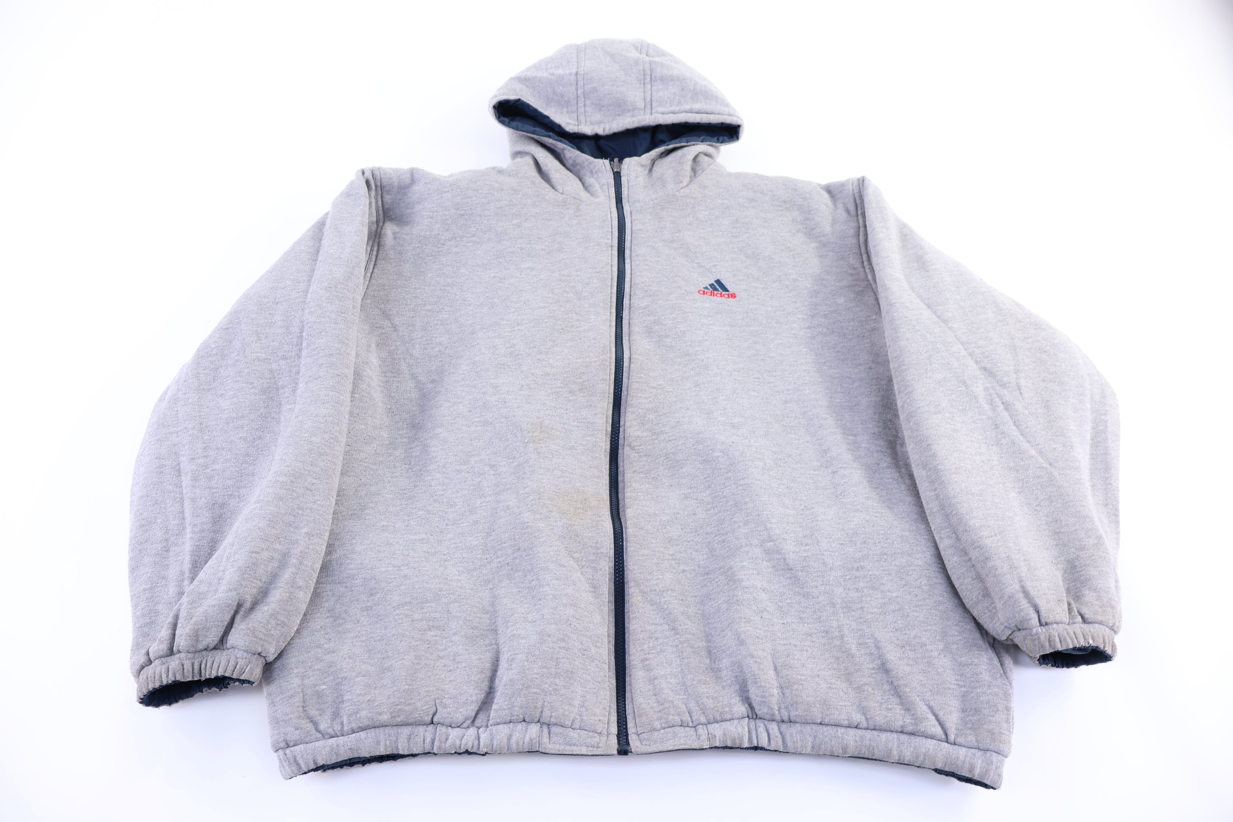 90's Adidas Embroidered Logo Blue & Grey Reversible Jacket