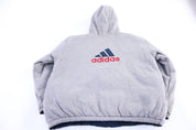 90's Adidas Embroidered Logo Blue & Grey Reversible Jacket