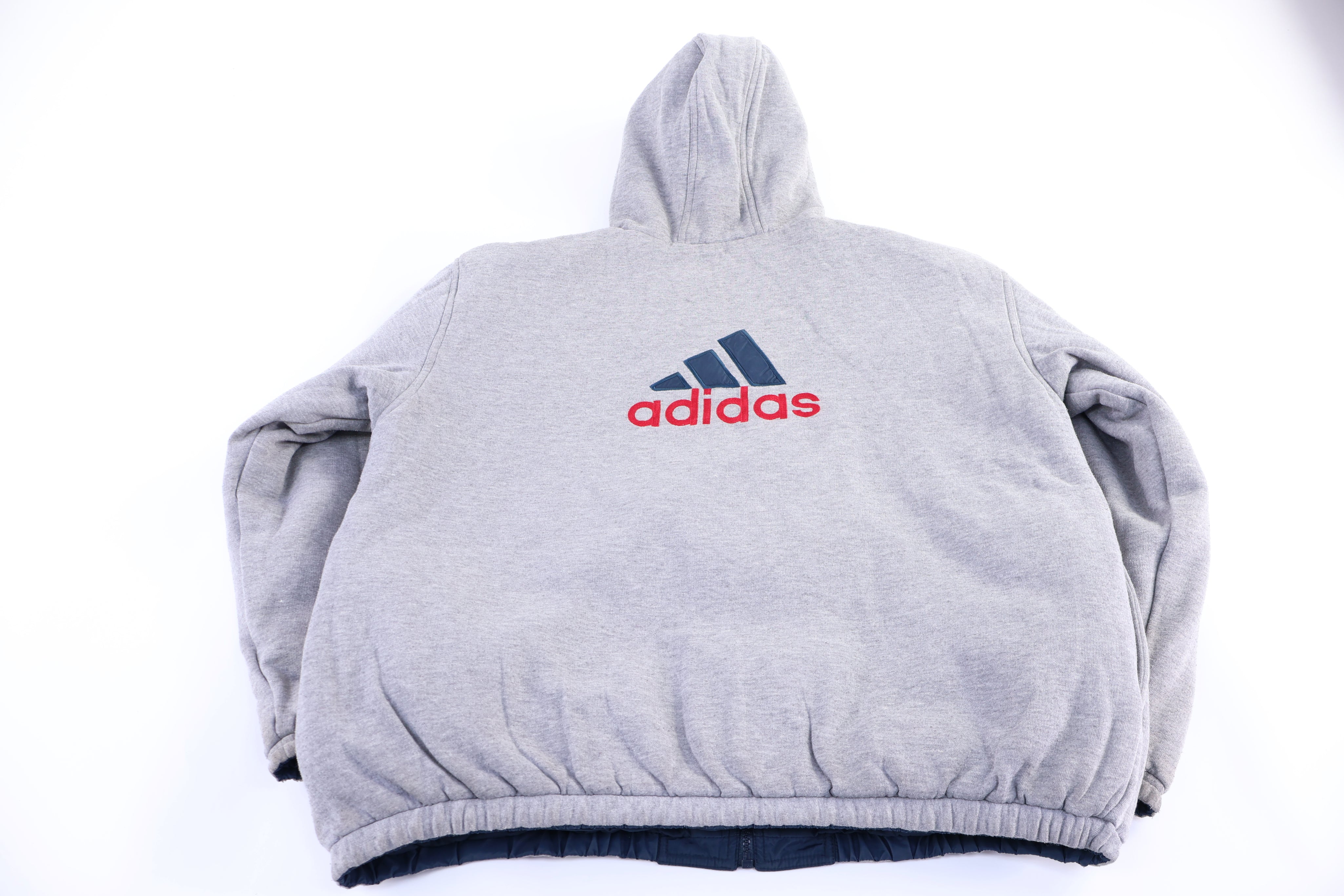90's Adidas Embroidered Logo Blue & Grey Reversible Jacket