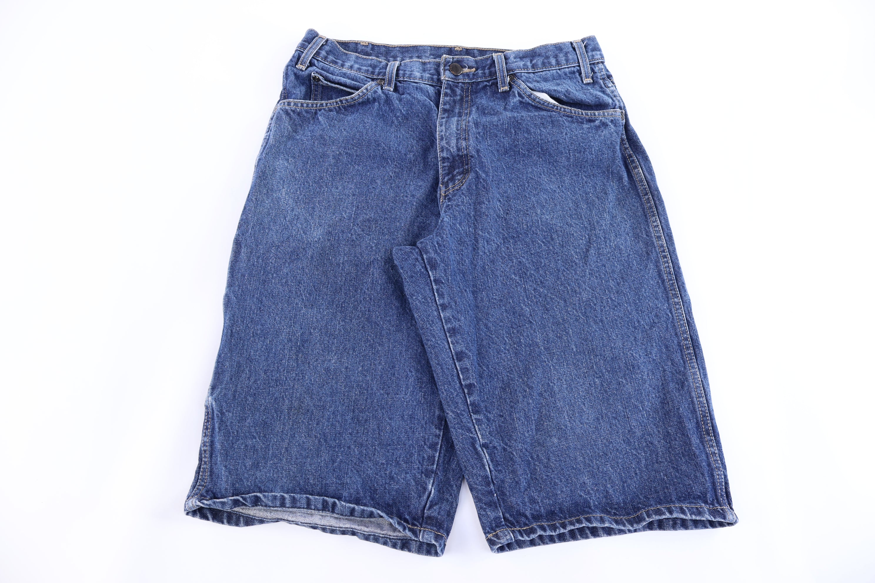 Dickies Logo Patch Dark Wash Denim Shorts