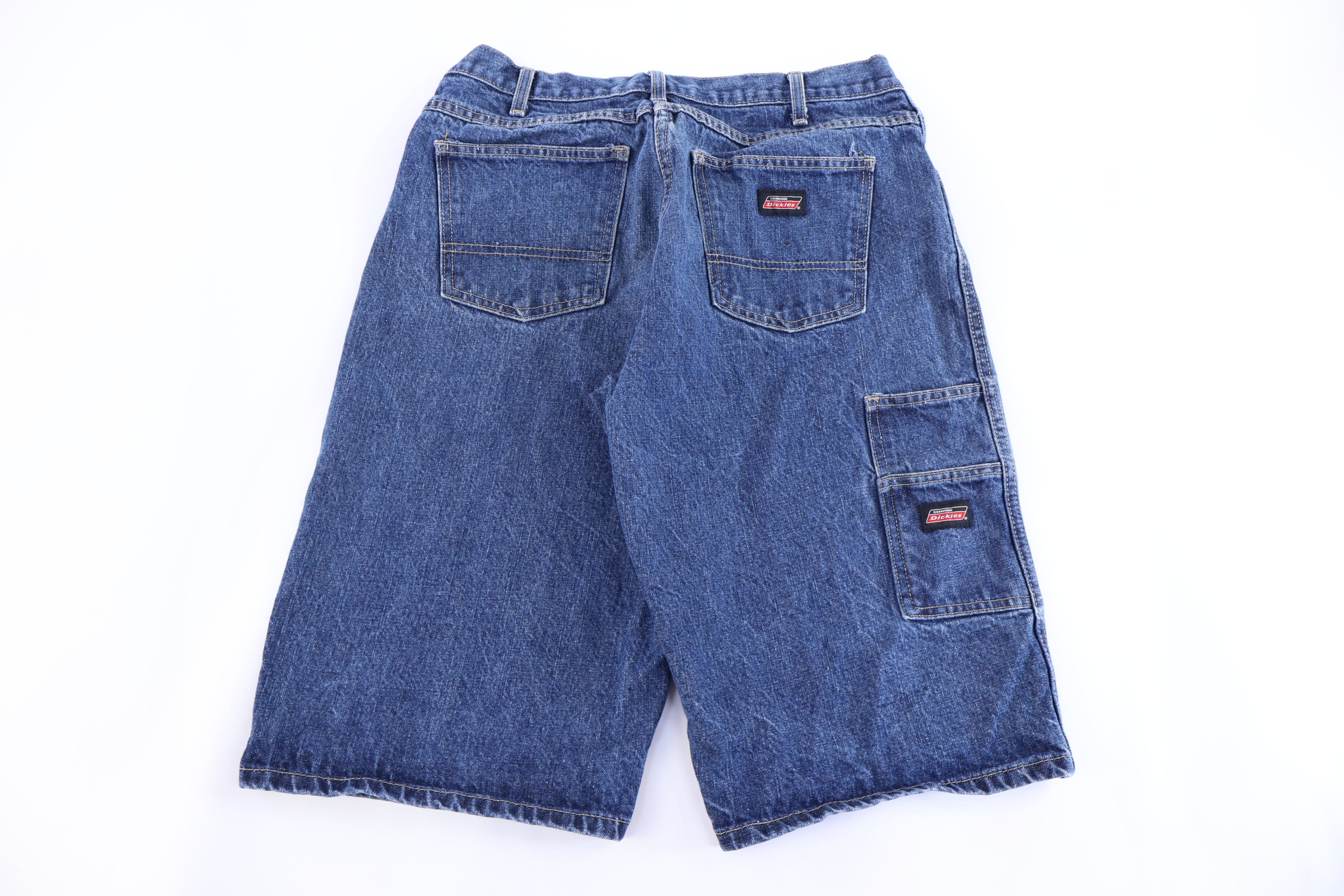 Dickies Logo Patch Dark Wash Denim Shorts