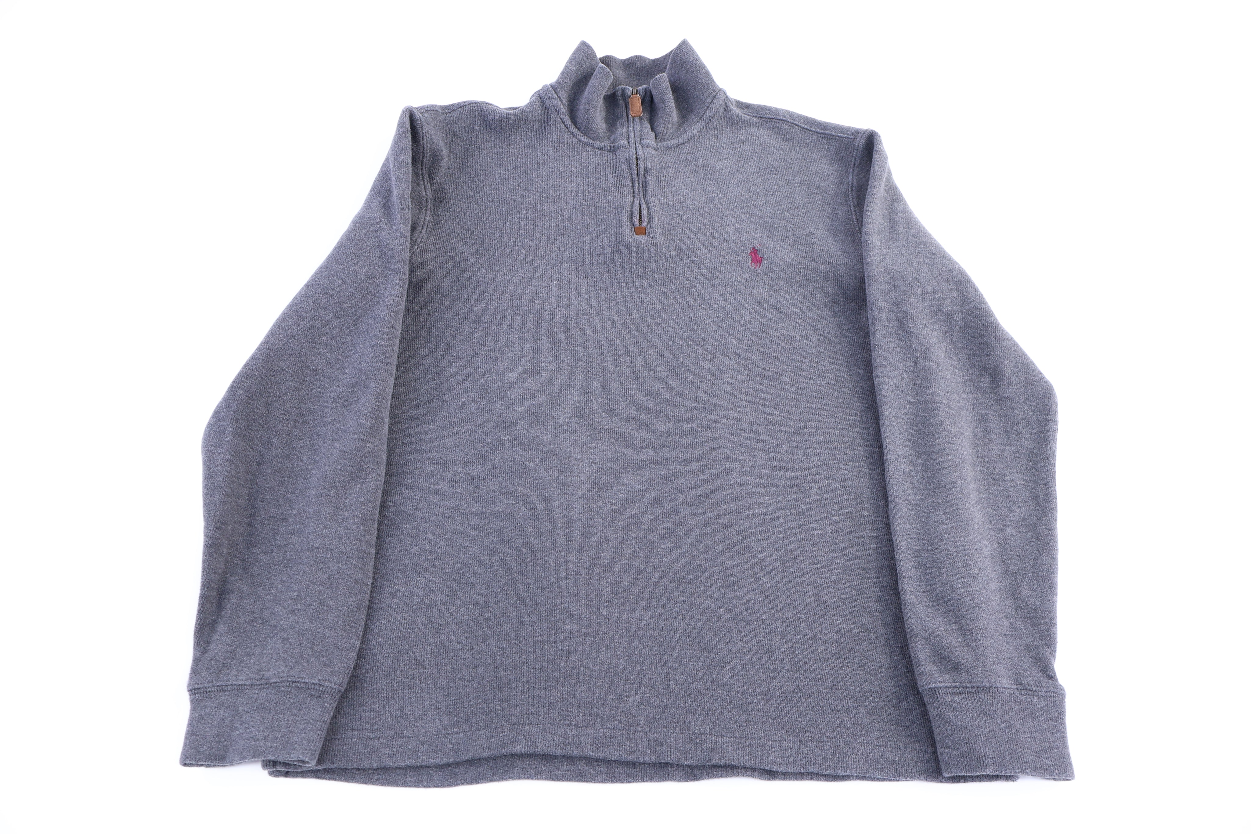 Polo Ralph Lauren Embroidered Logo Grey Quarter Zip Sweater
