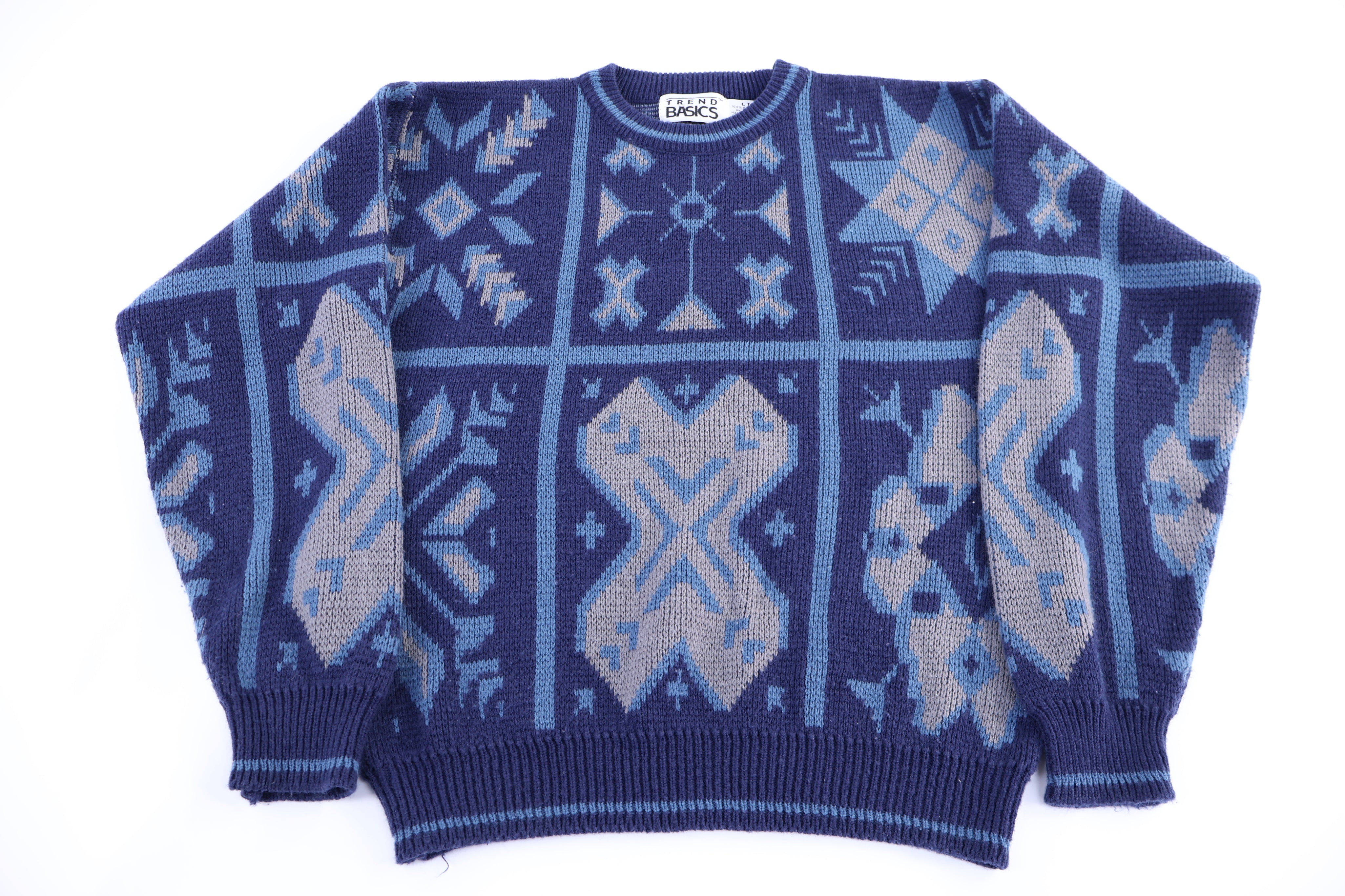 90's Trend Basic Multipattern Knit Sweater