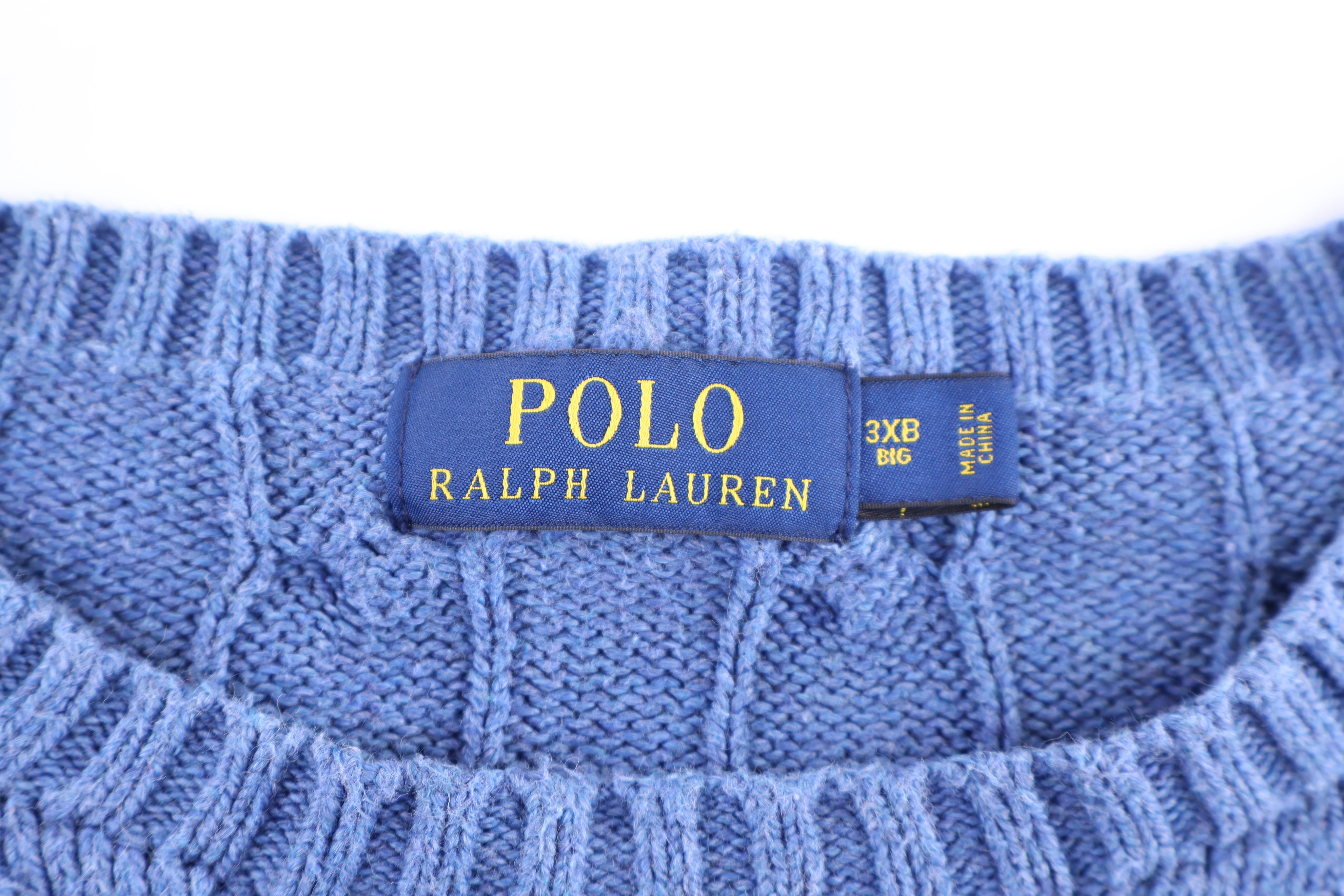 Polo Ralph Lauren Embroidered Logo Blue Cable Knit Sweater