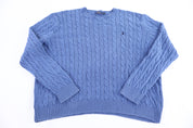 Polo Ralph Lauren Embroidered Logo Blue Cable Knit Sweater