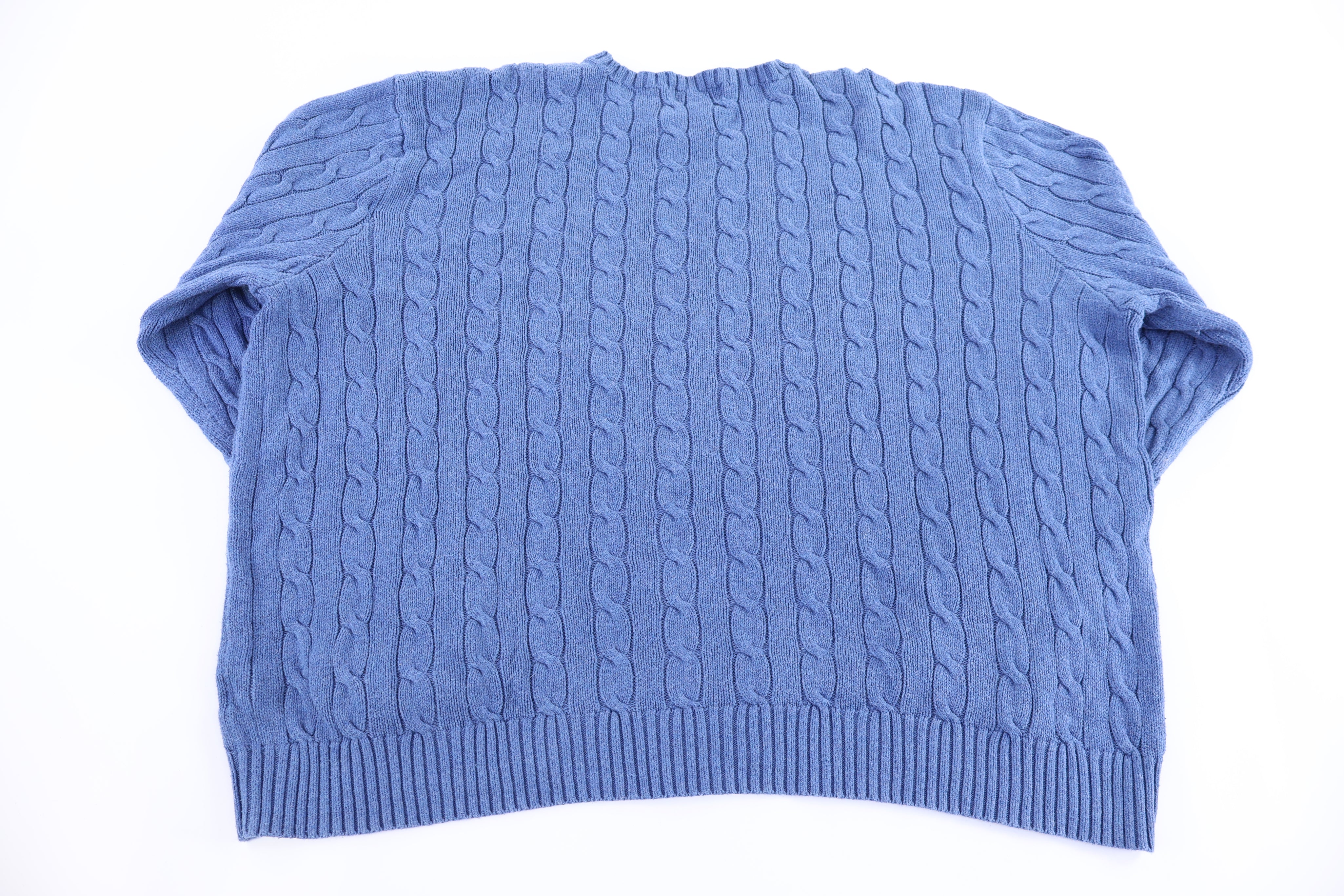 Polo Ralph Lauren Embroidered Logo Blue Cable Knit Sweater