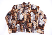 90's Bon Worth Horse All Over Graphic Fleece Sweater