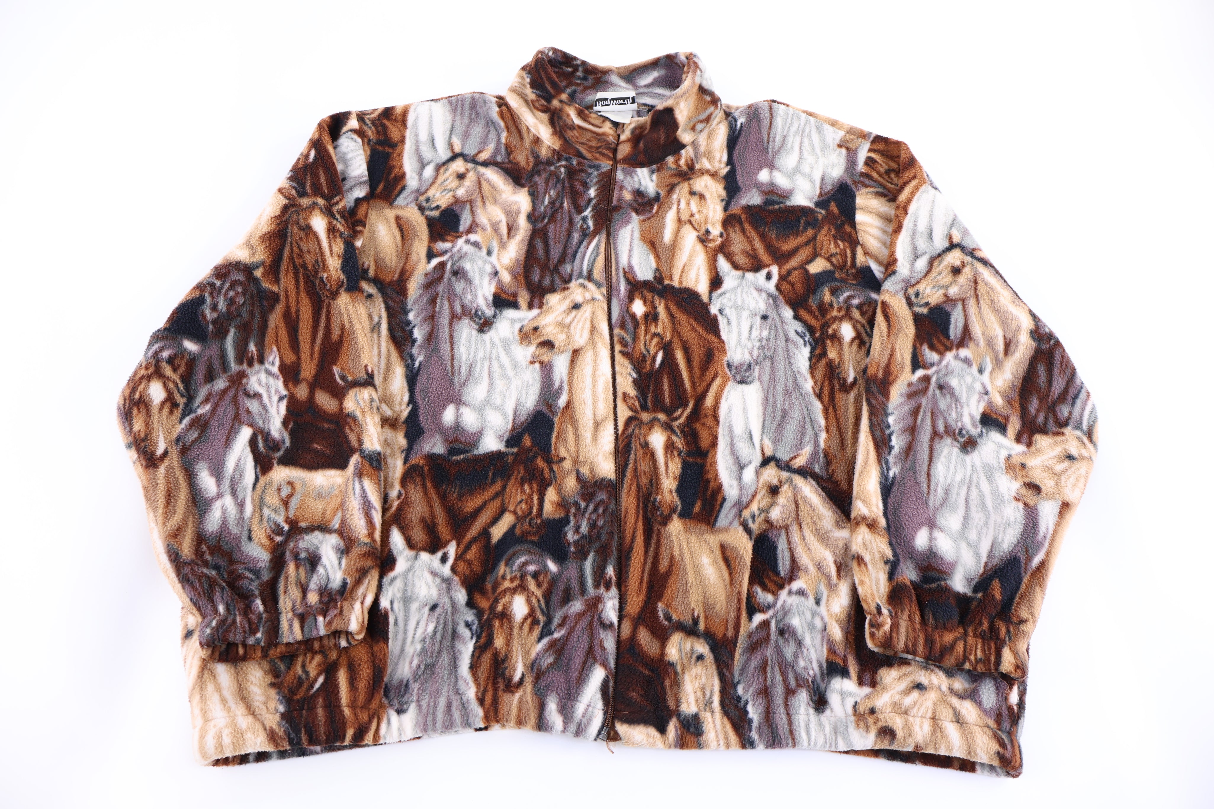 90's Bon Worth Horse All Over Graphic Fleece Sweater