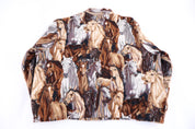90's Bon Worth Horse All Over Graphic Fleece Sweater