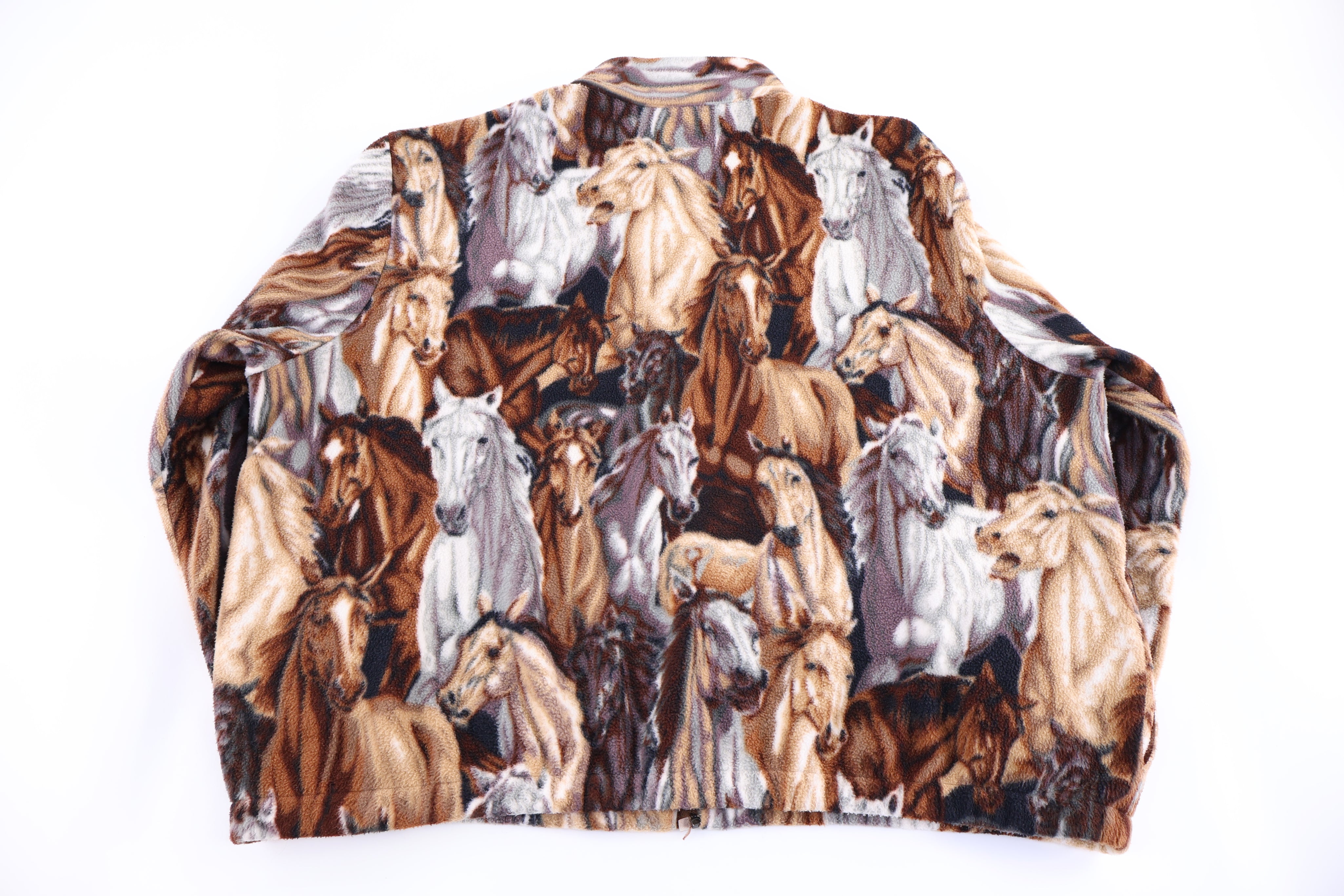 90's Bon Worth Horse All Over Graphic Fleece Sweater