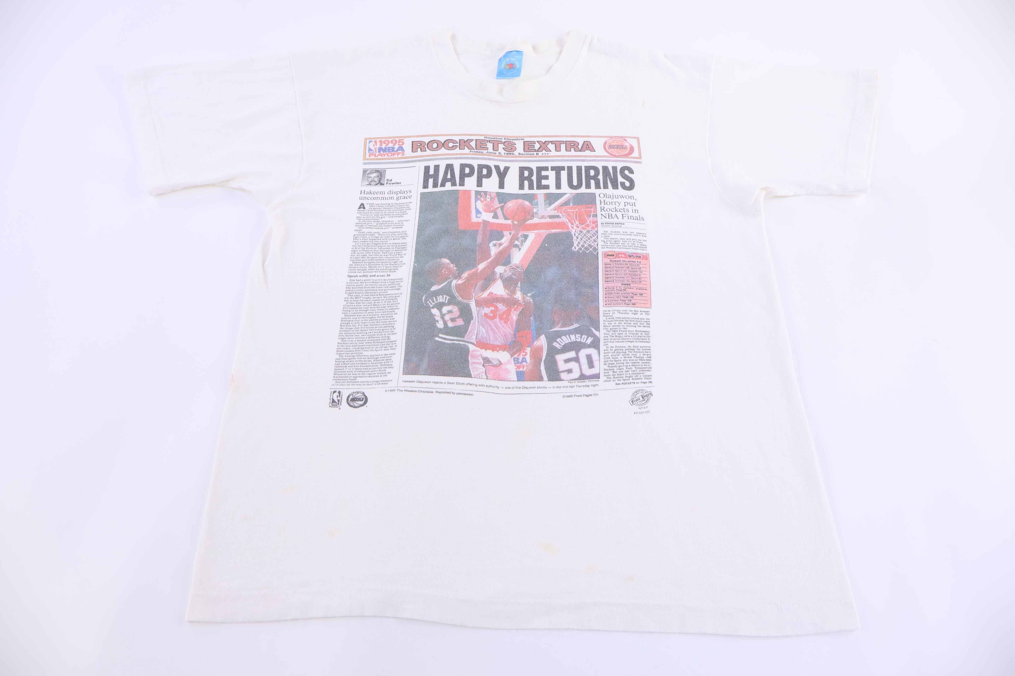 1995 Houston Rockets Basketball NBA Finals Happy Returns T-shirt
