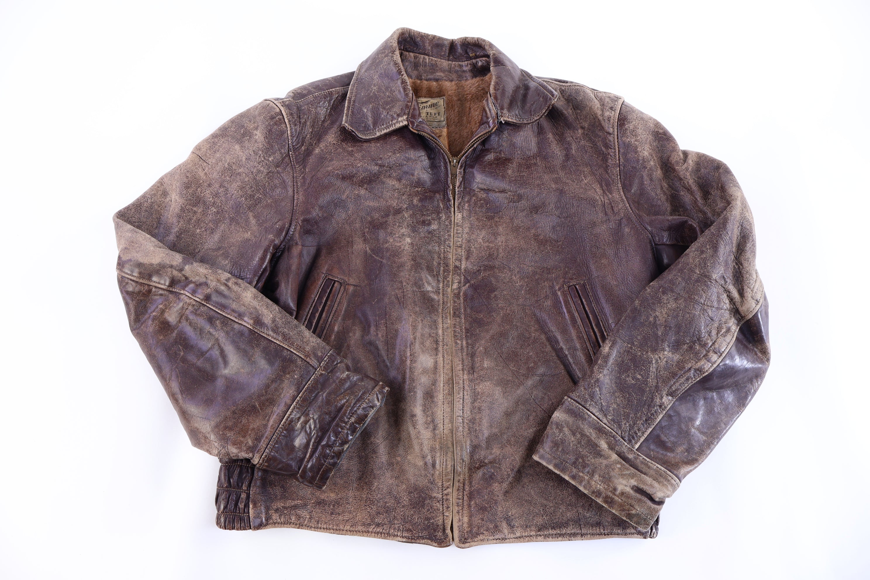 1940’s Timme Alpaca Pile Brown Horse Hide Leather Jacket