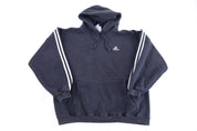 90's Adidas Embroidered Logo Black & White Pullover Hoodie