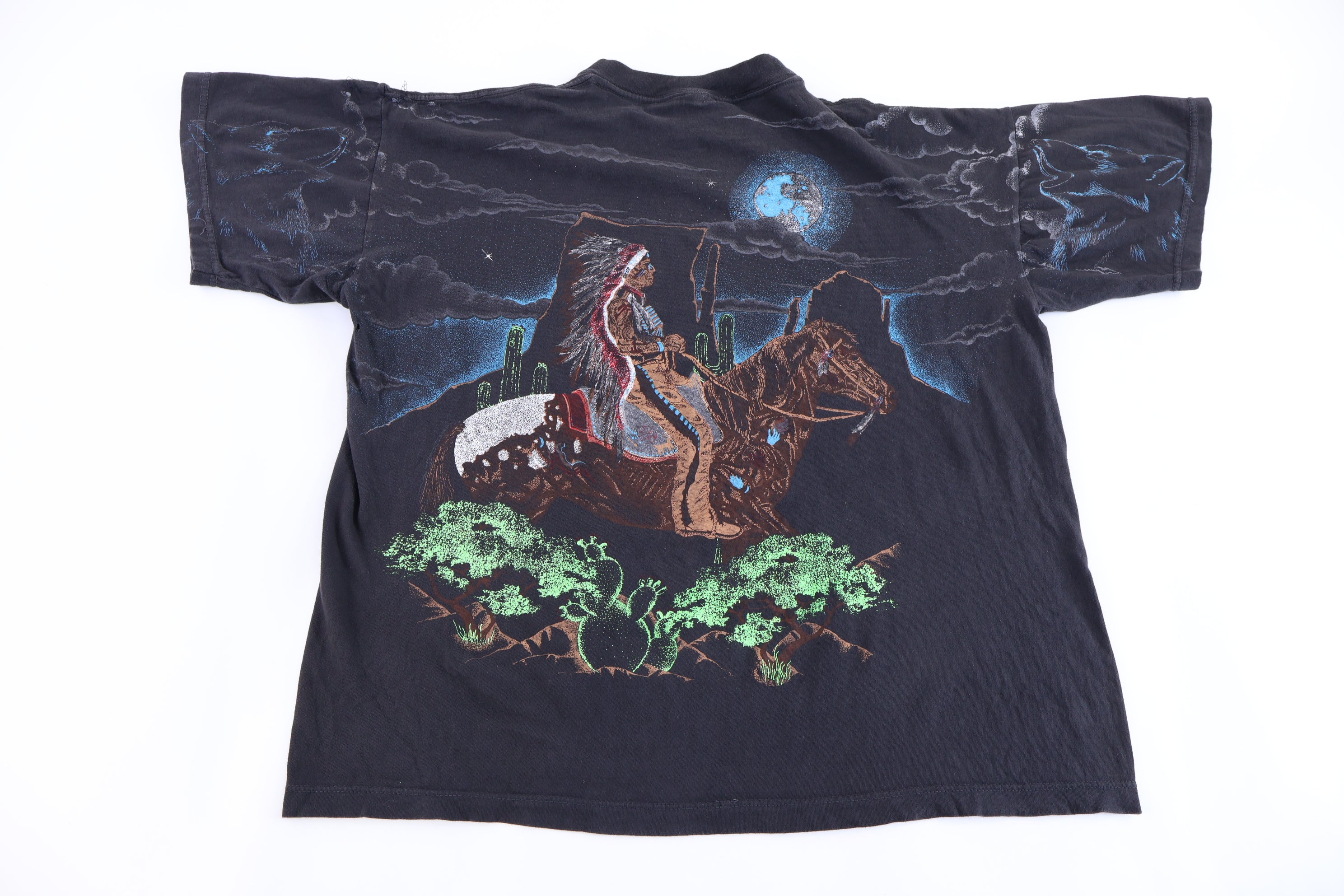 90's Native American Nature All Over Graphic T-shirt