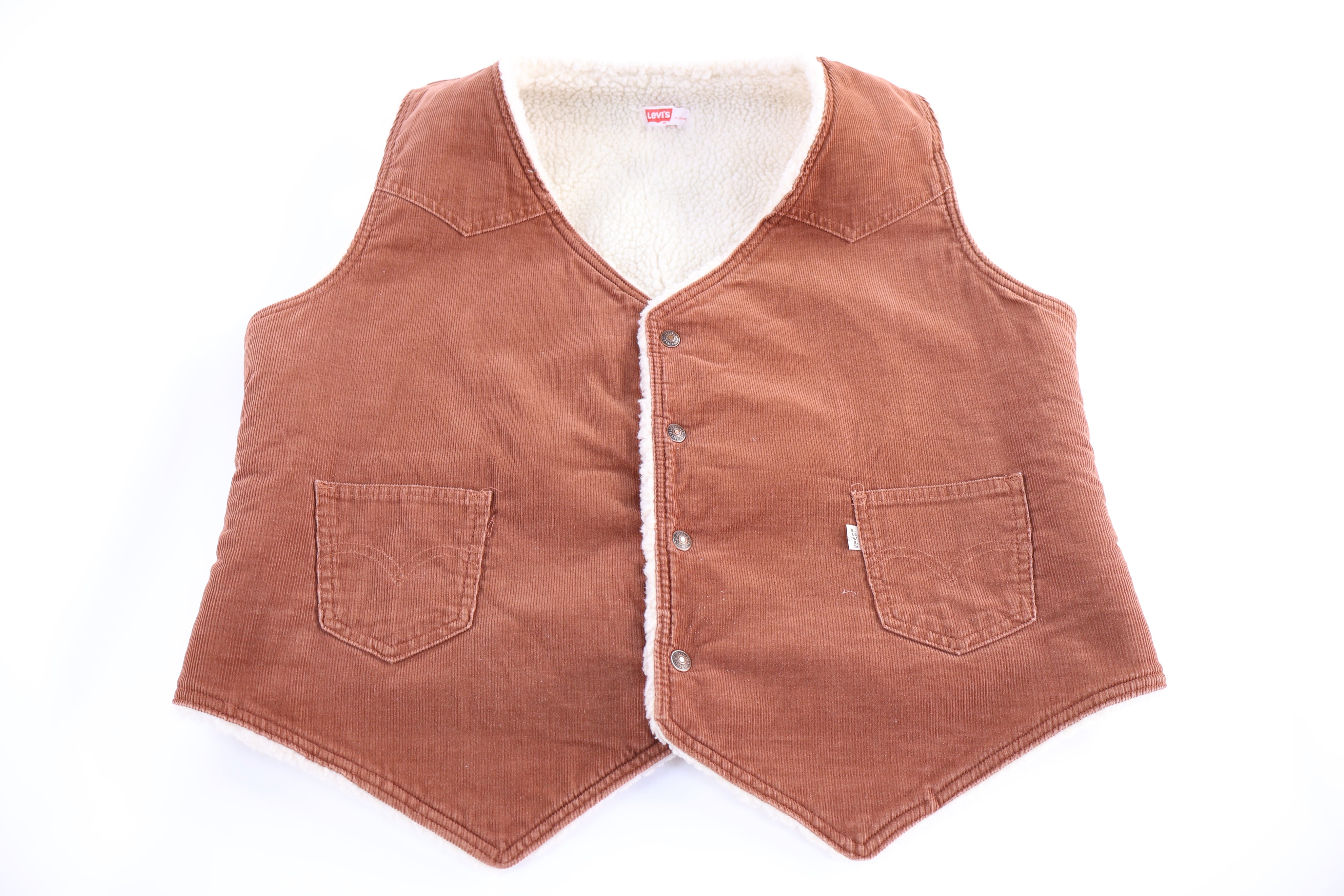 80's Levi's Brown Corduroy Sherpa Lined Vest