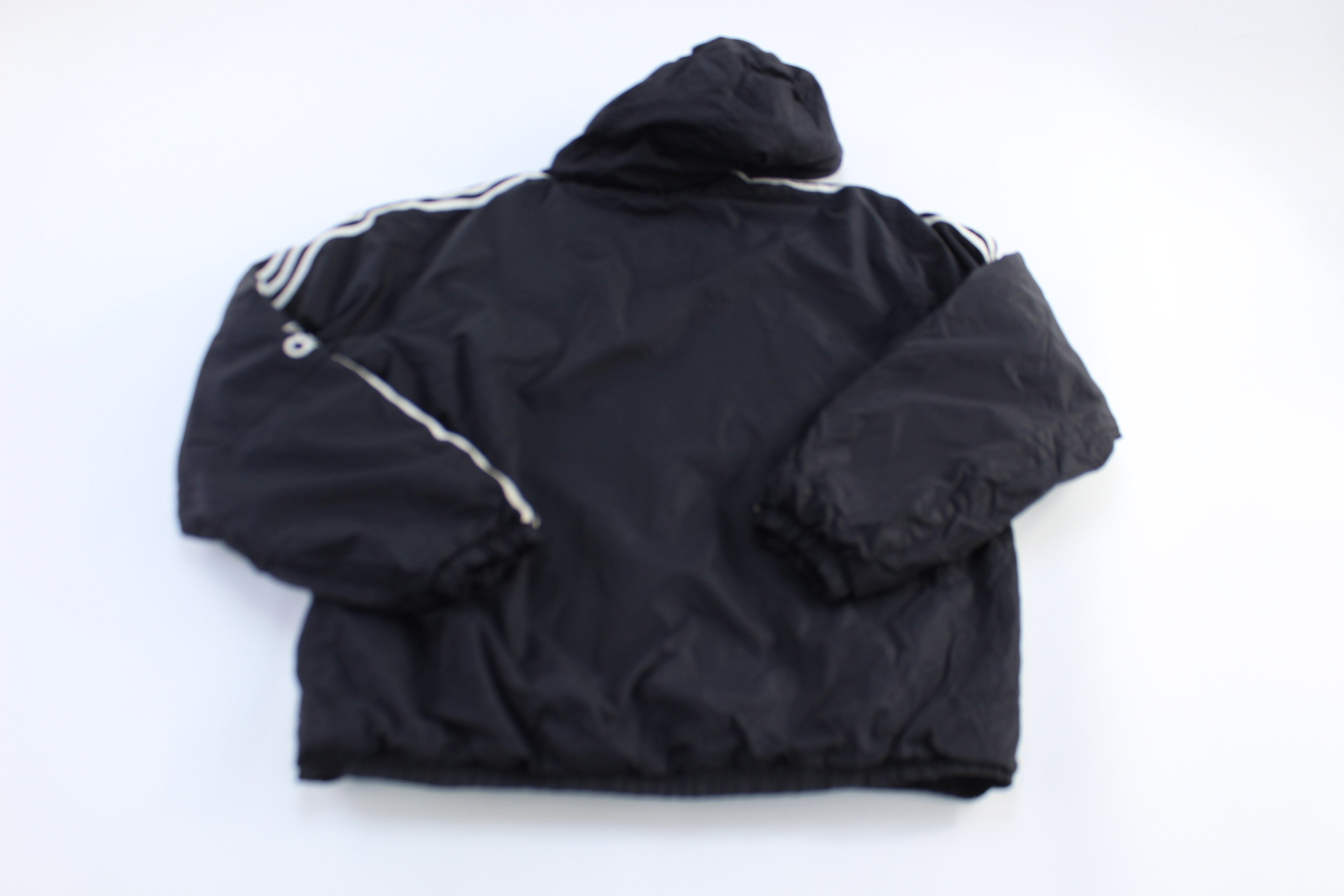 90's Adidas Embroidered Logo Black & White Full Zip Hooded Jacket