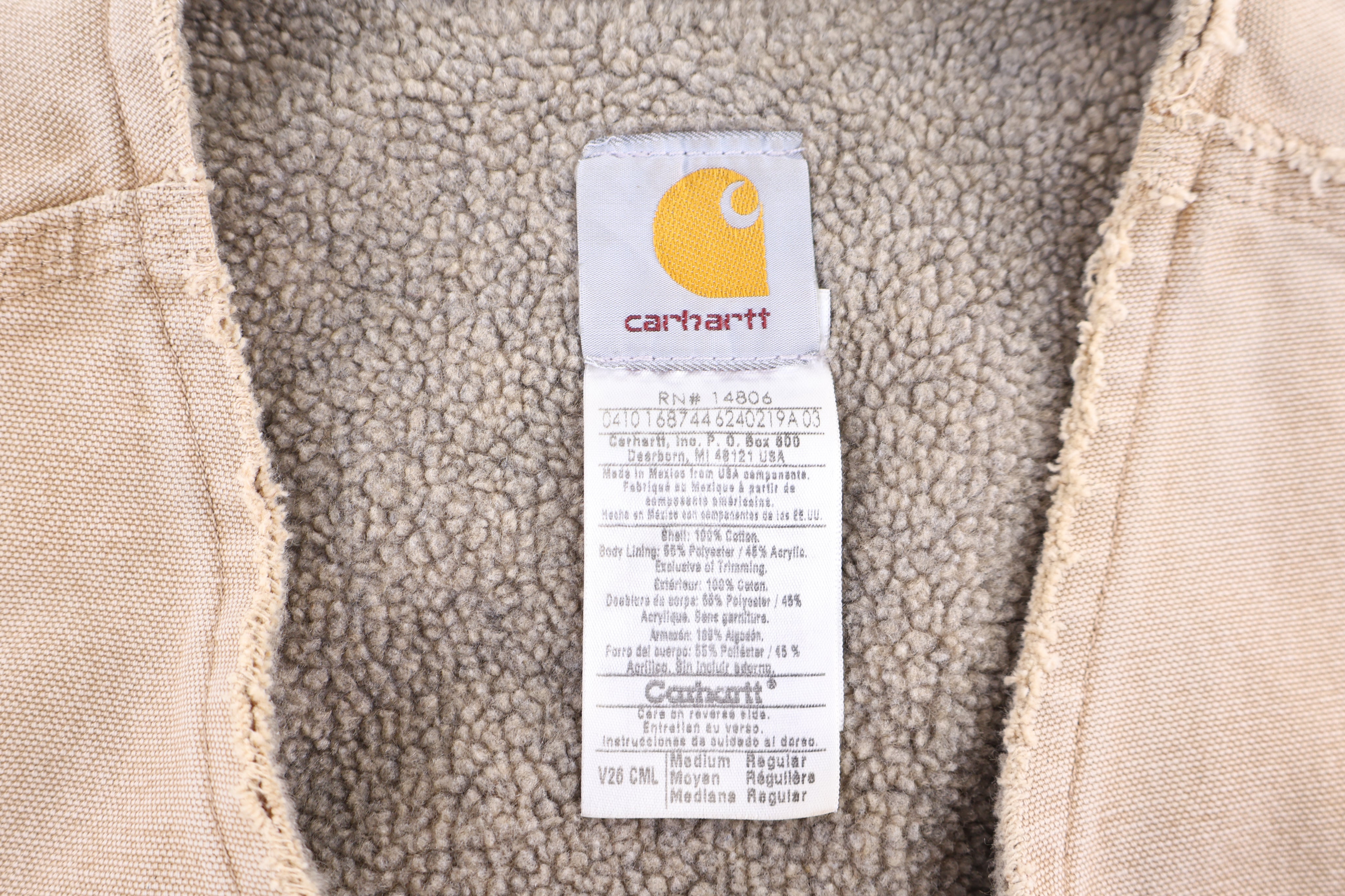 Carhartt Logo Patch Tan Sherpa Lined Full Zip Vest