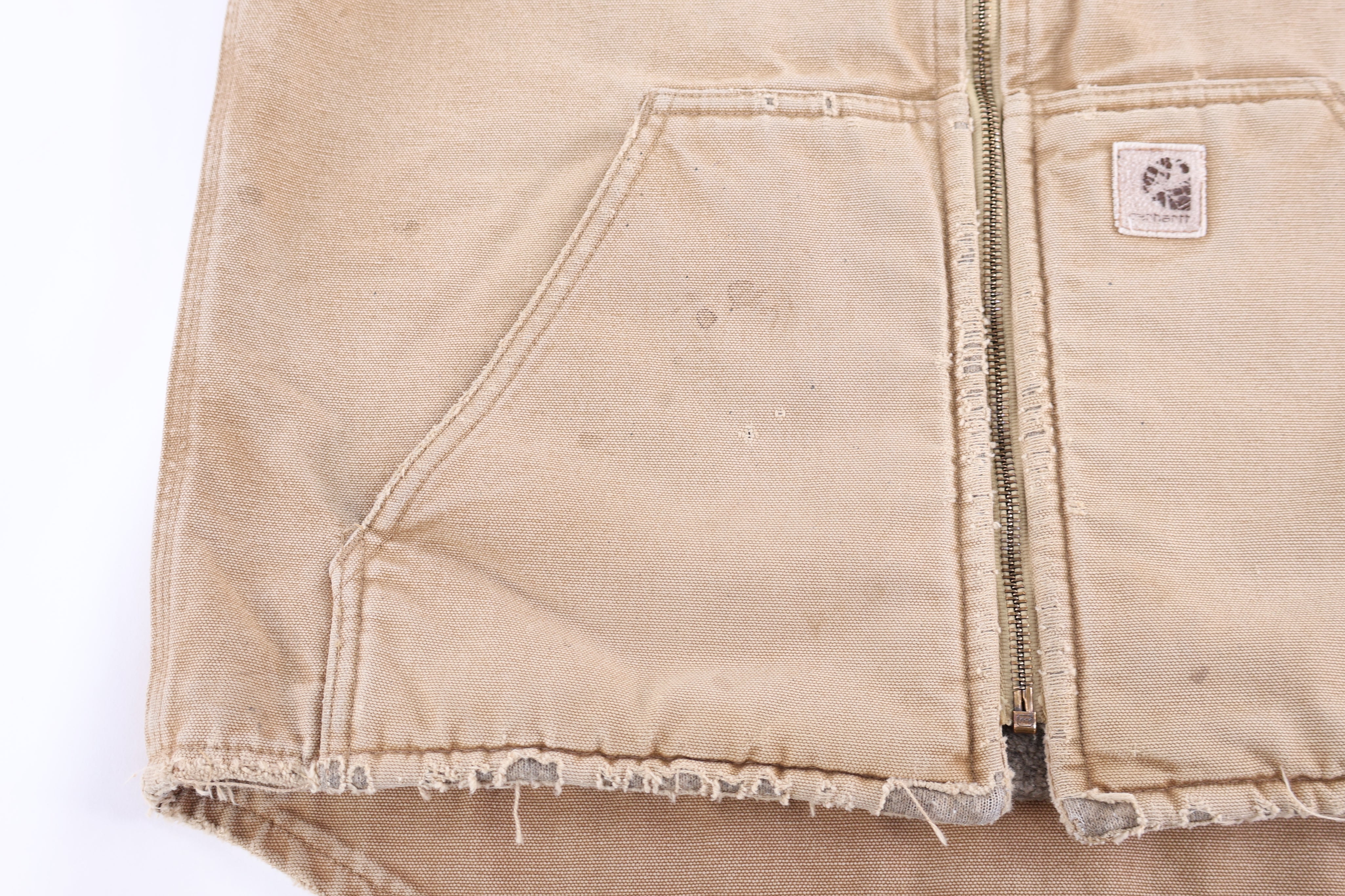 Carhartt Logo Patch Tan Sherpa Lined Full Zip Vest