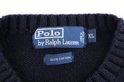 Polo by Ralph Lauren Embroidered Logo Black Knit Sweater