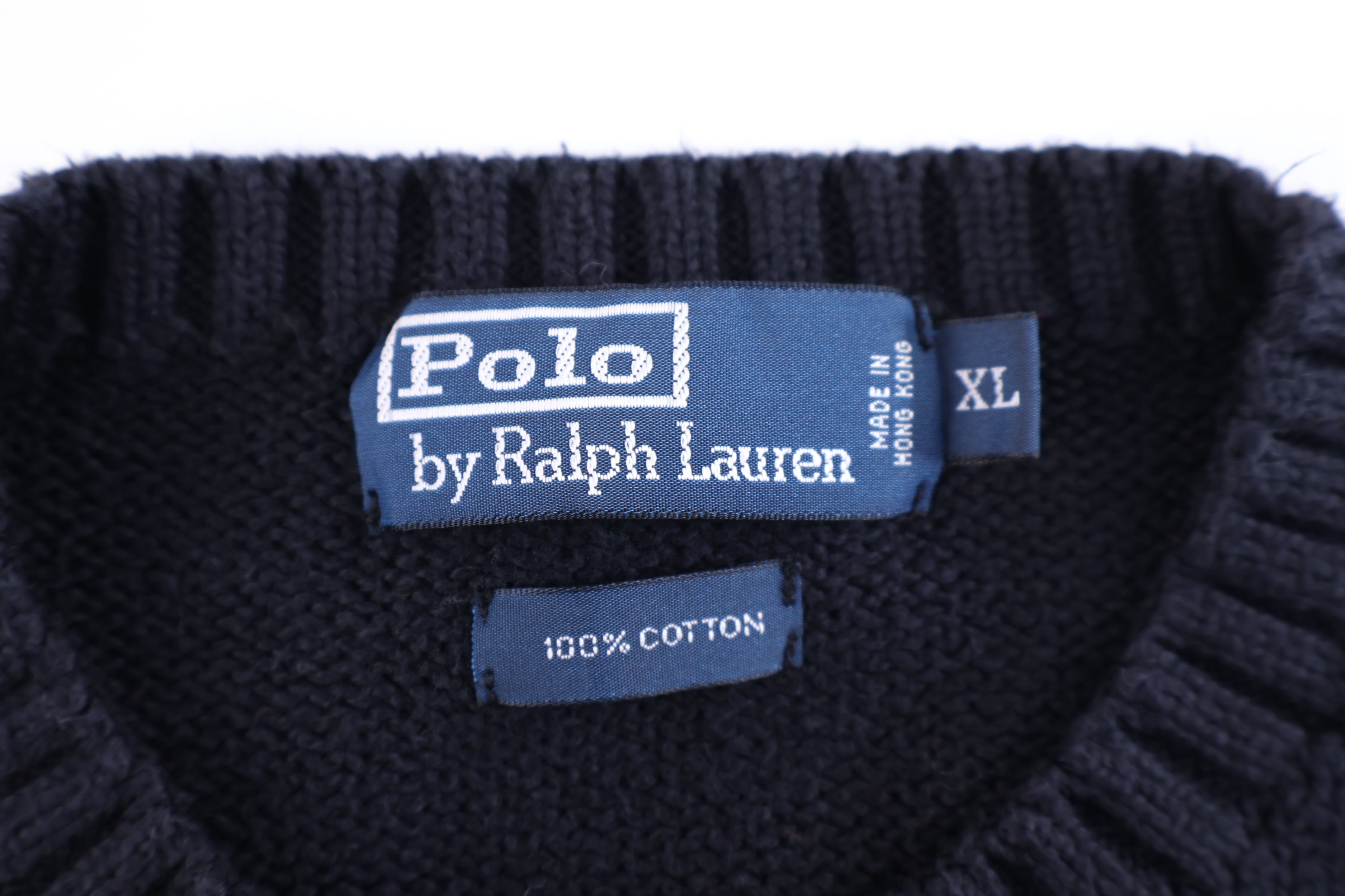 Polo by Ralph Lauren Embroidered Logo Black Knit Sweater