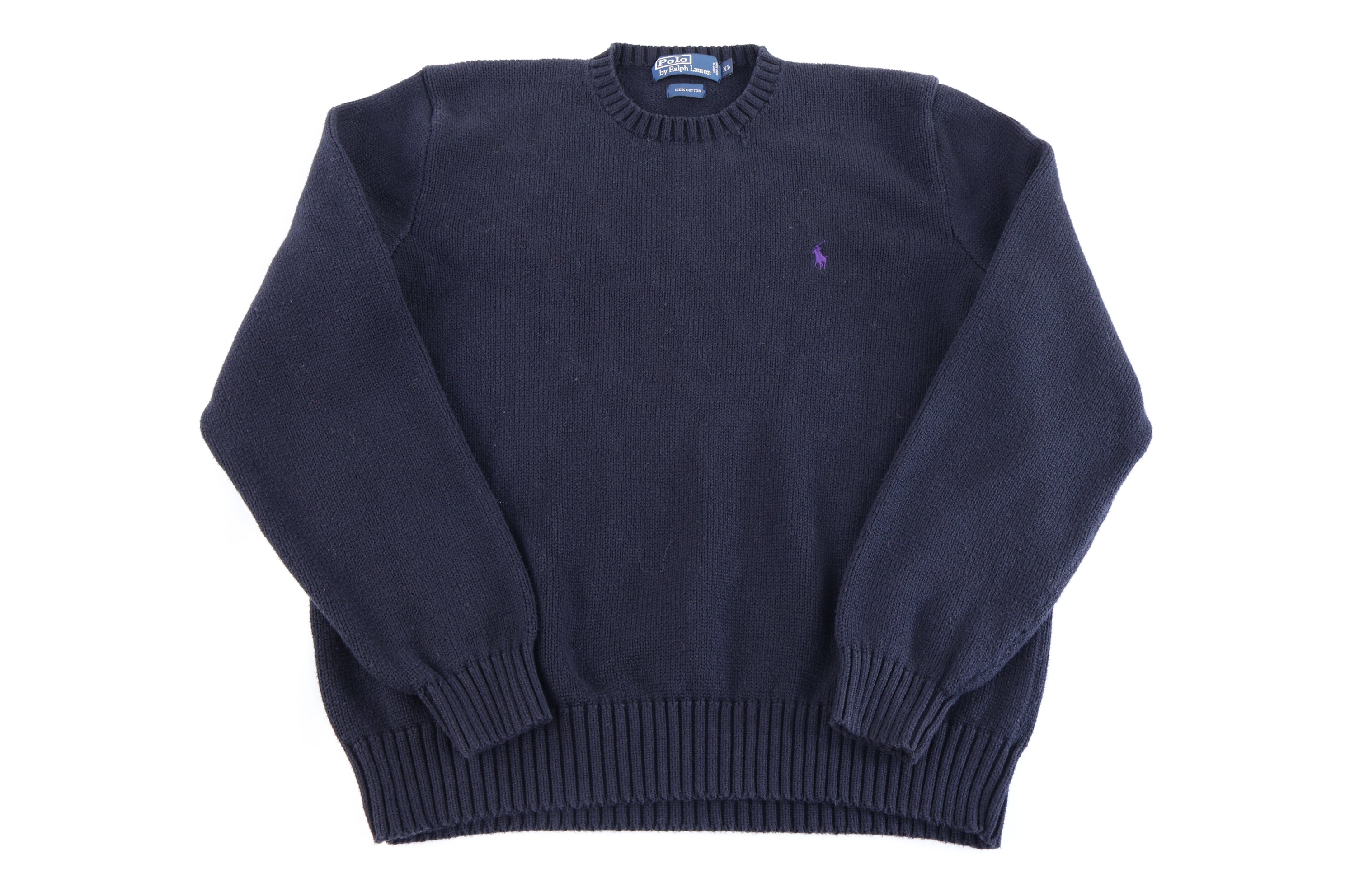 Polo by Ralph Lauren Embroidered Logo Black Knit Sweater