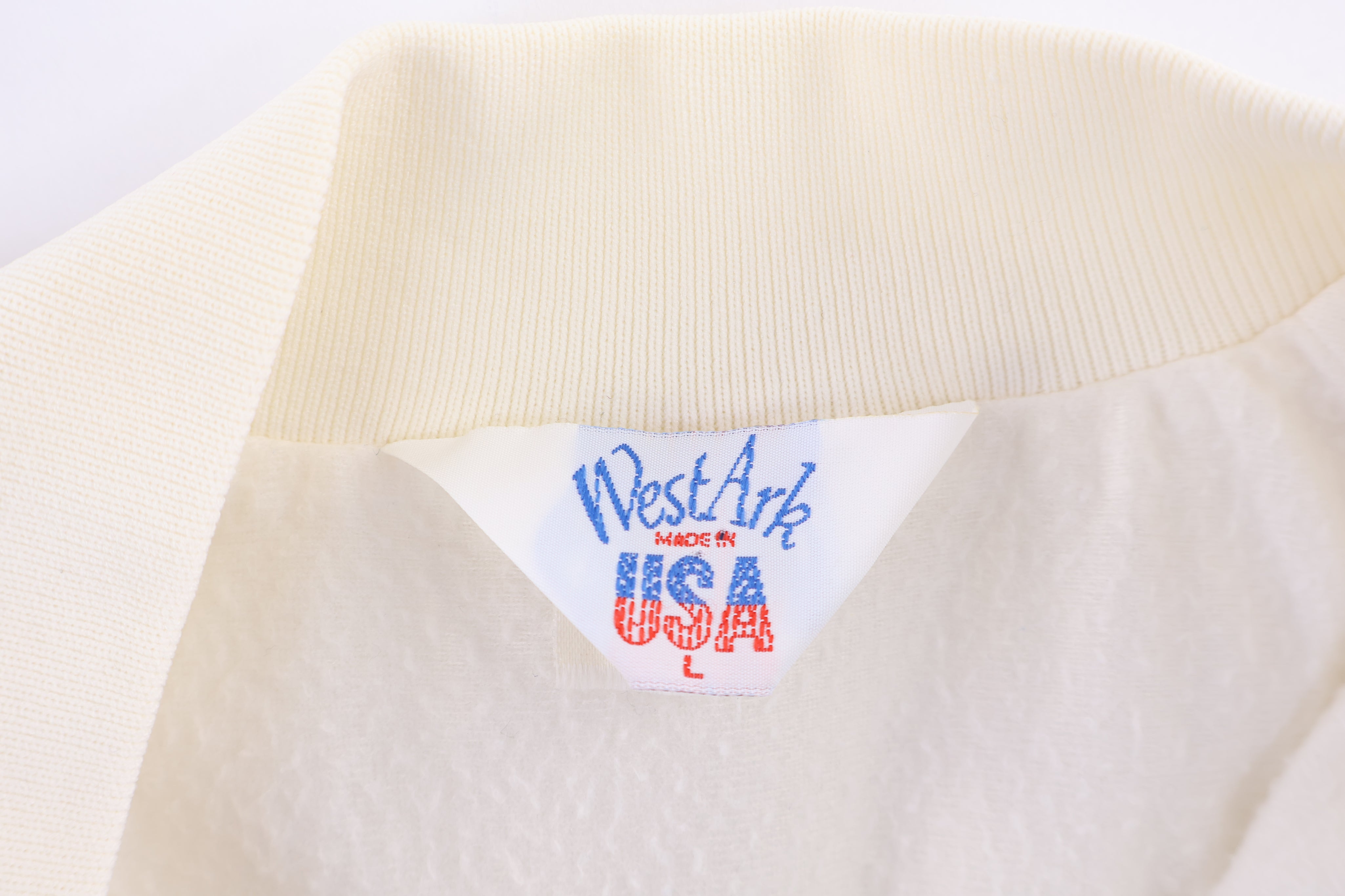 80's Cadillac White Satin Bomber Jacket