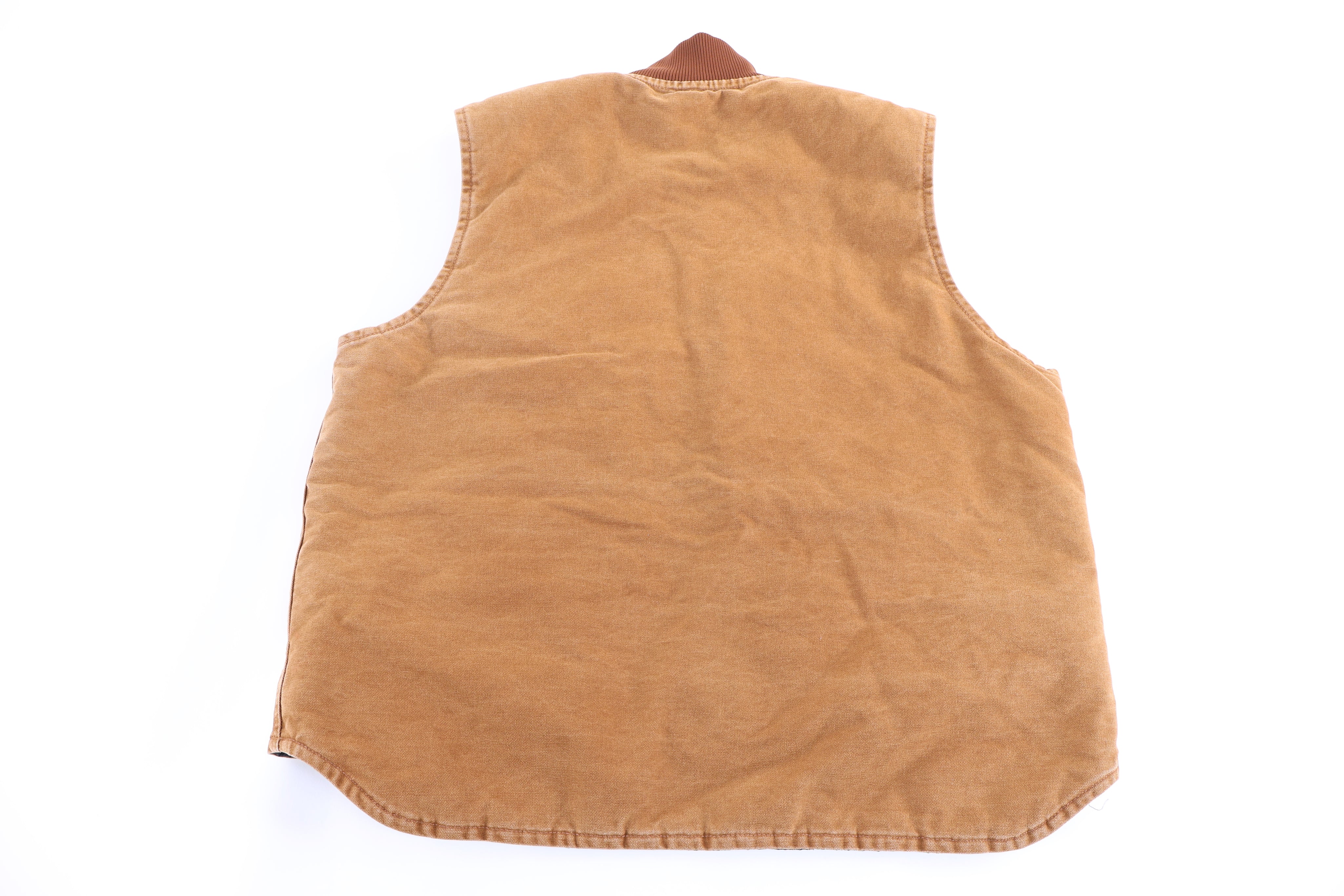 Vintage Carhartt Logo Patch Tan Full Zip Vest