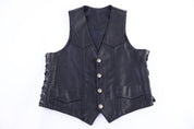 Vintage Buffalo Nickle Button Black Leather Vest