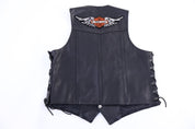 Vintage Buffalo Nickle Button Black Leather Vest