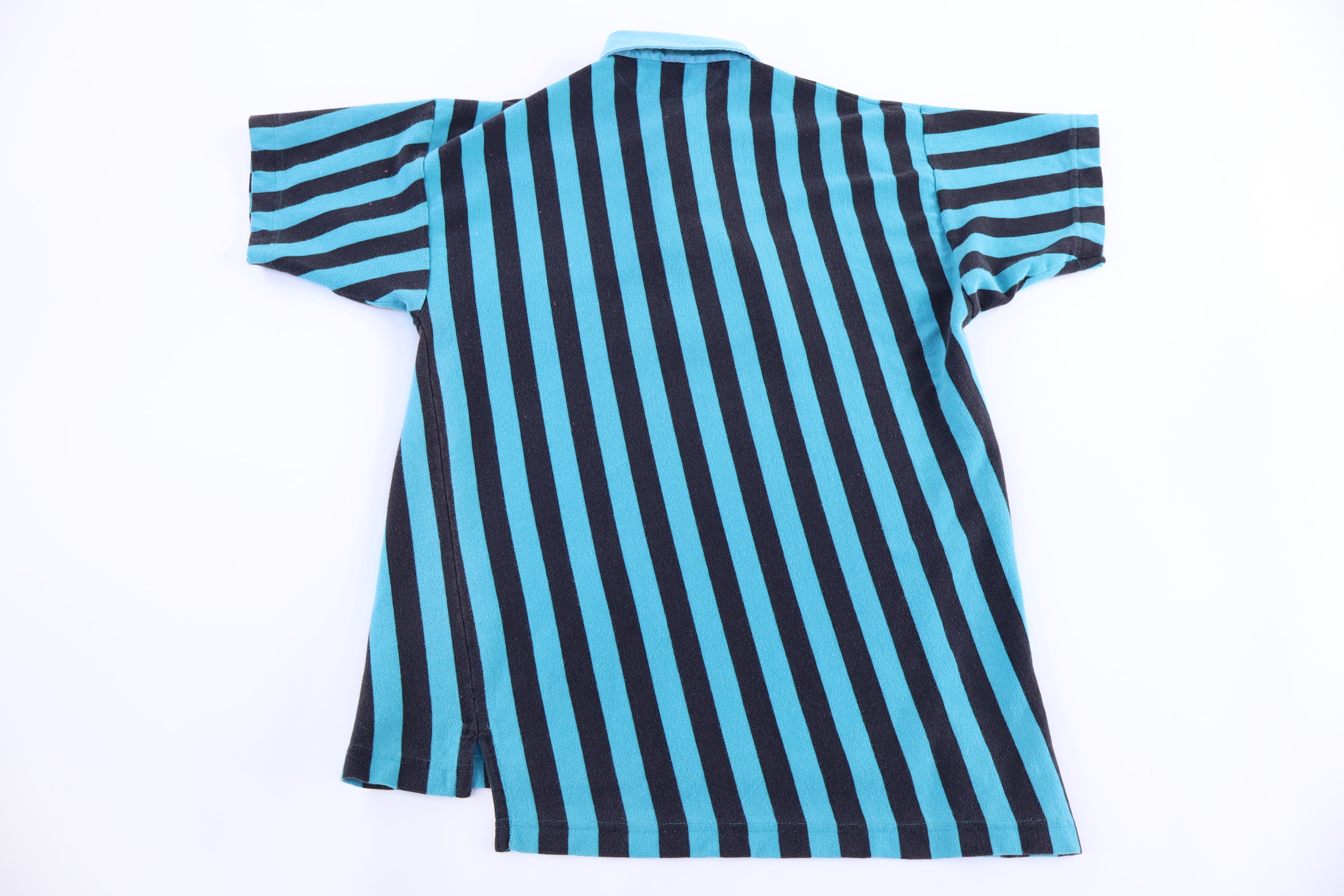 80's Coca-Cola Blue & Black Striped Button Up