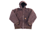 Youth Carhartt Logo Patch Brown Full Zip Jacket