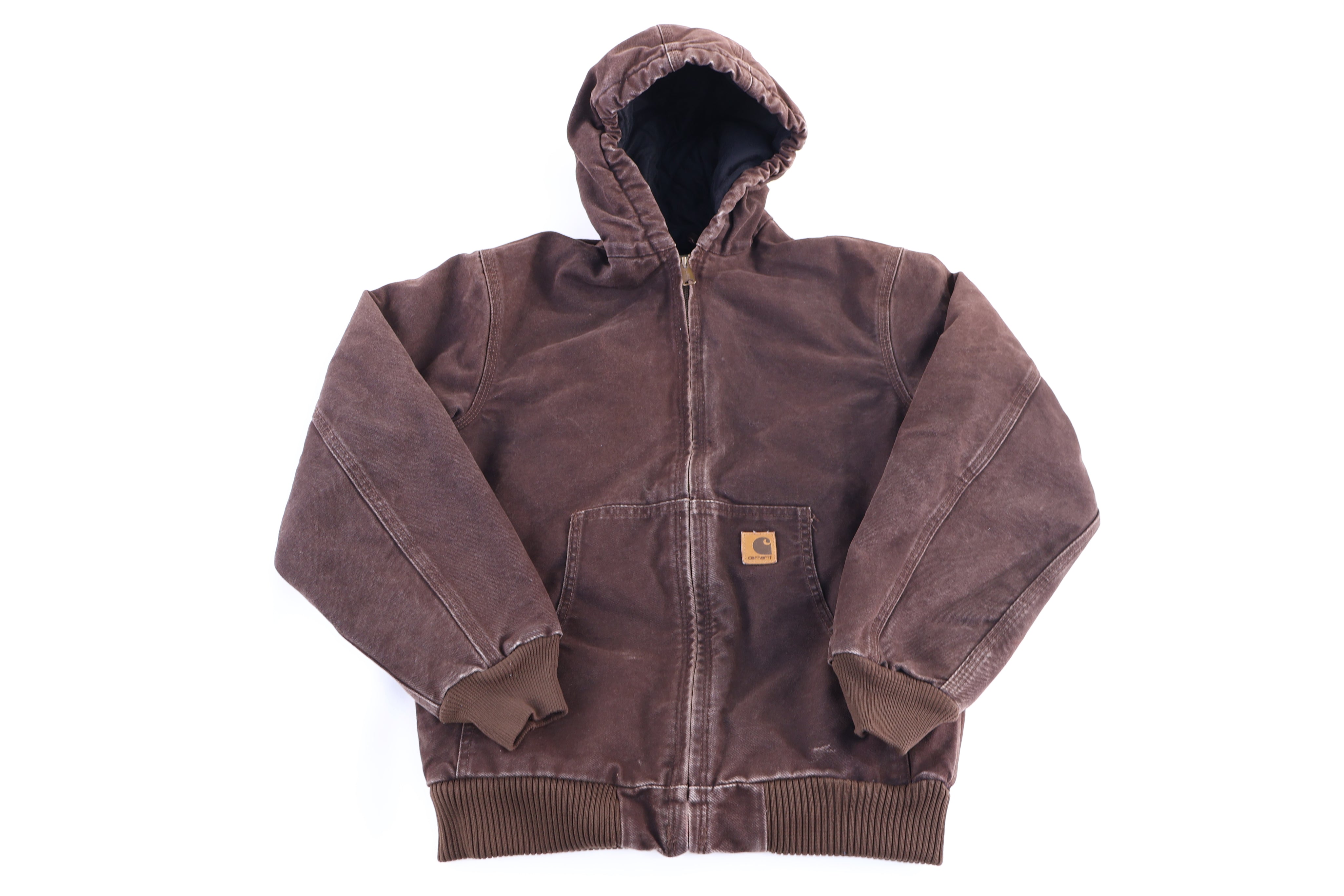 Youth Carhartt Logo Patch Brown Full Zip Jacket