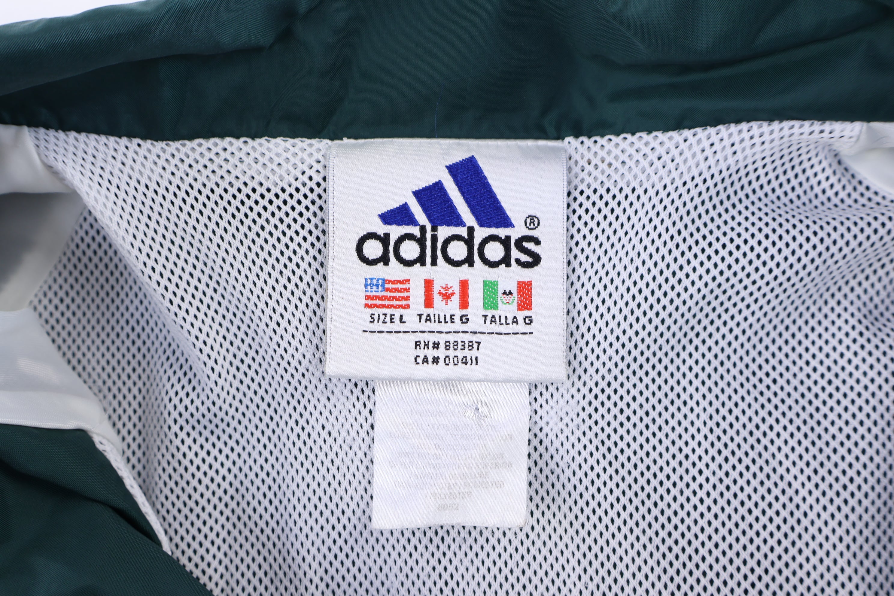 90's Adidas Embroidered Logo Green Full Zip Jacket