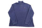 Polo Ralph Lauren Embroidered Logo Blue Quarter Zip Sweater