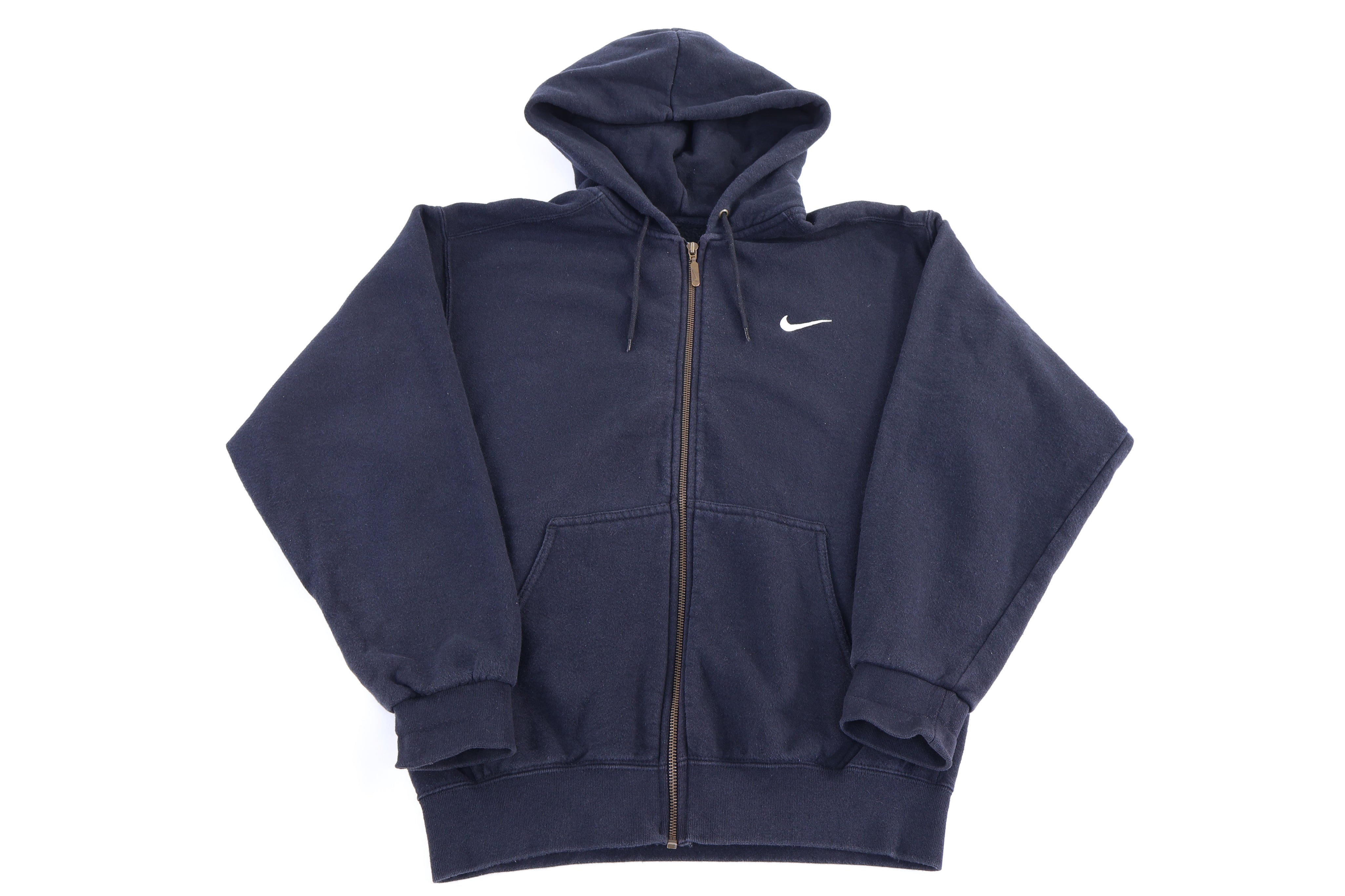 90's Nike Embroidered Logo Black Full Zip Hoodie