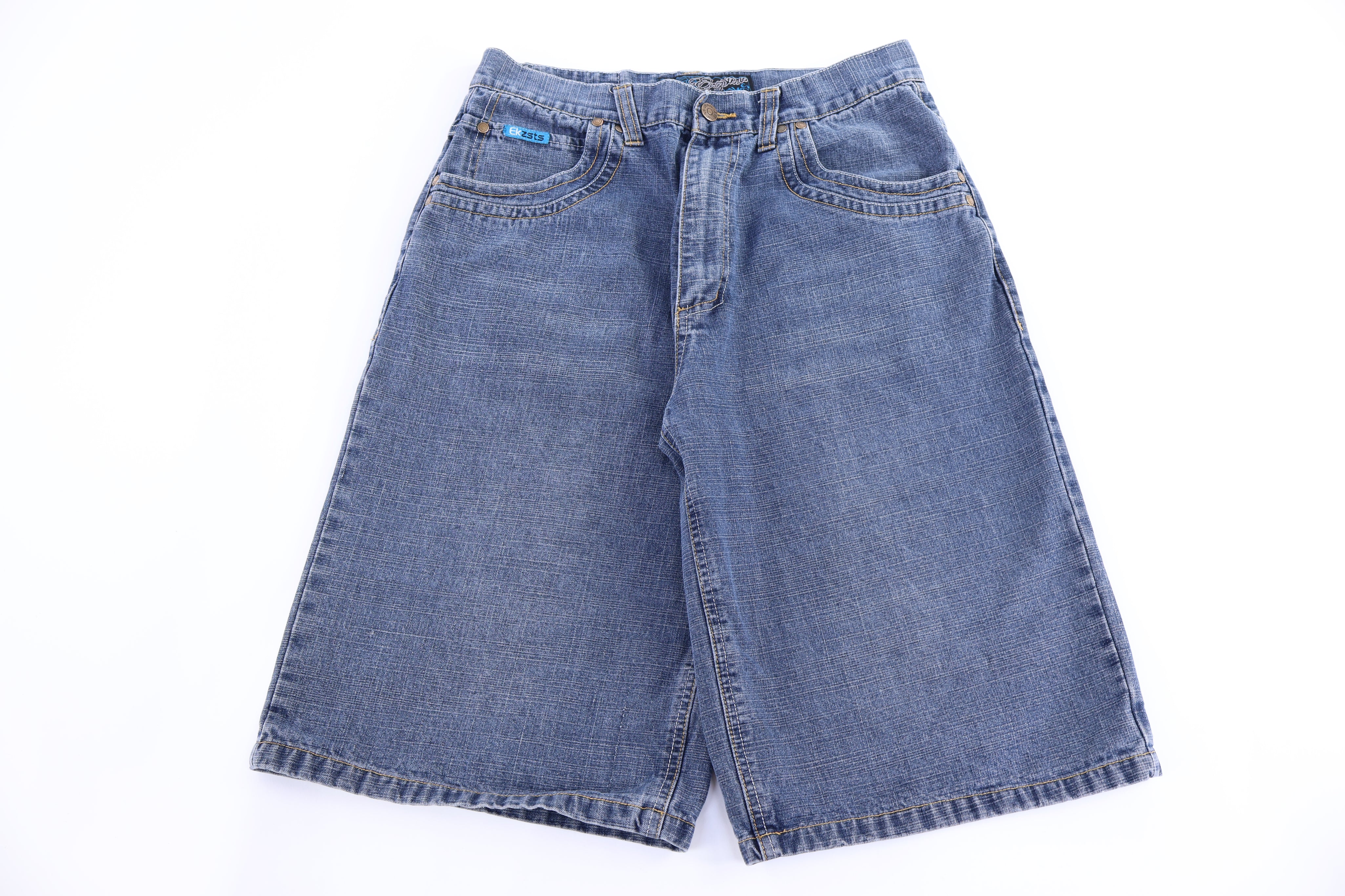 Y2K Ekgister Dark Wash Denim Shorts