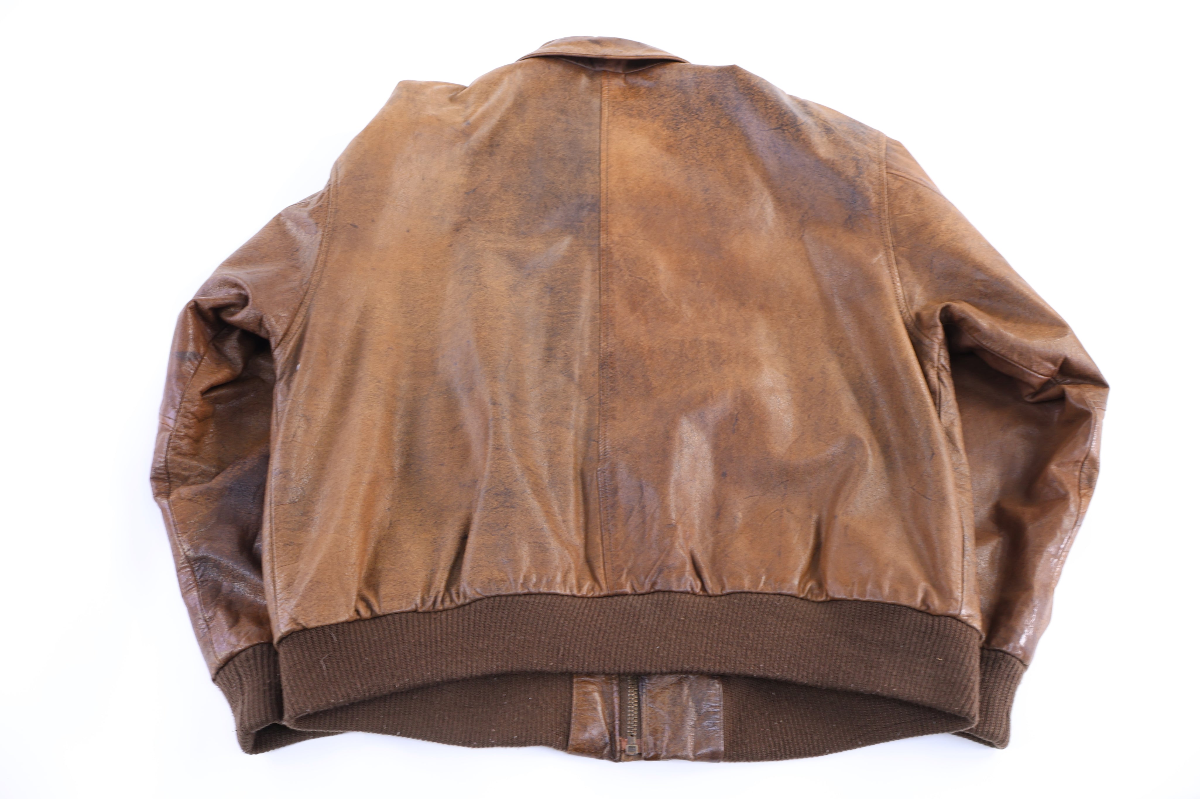 90's Adventure Bound Brown Leather Bomber Jacket